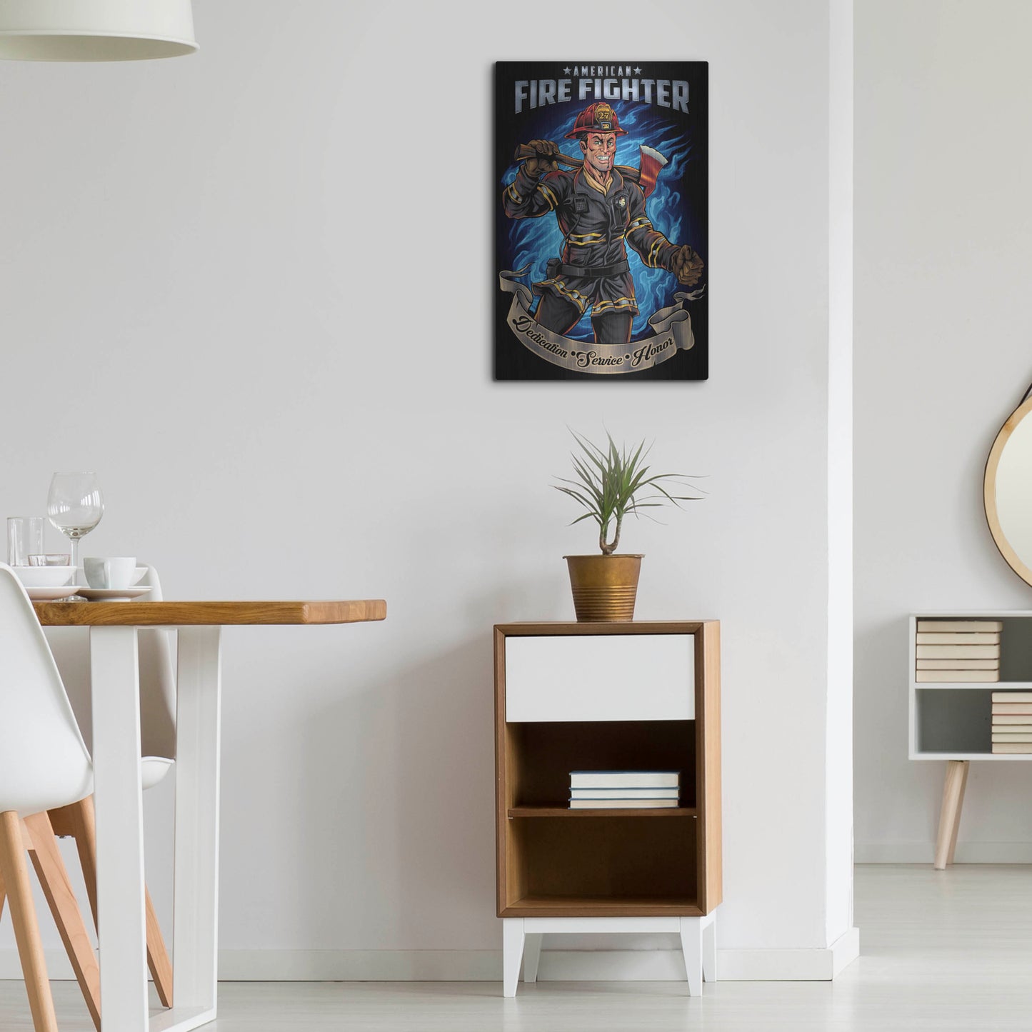 Luxe Metal Art 'Firefighter Human Template' by Flyland Designs, Metal Wall Art,16x24