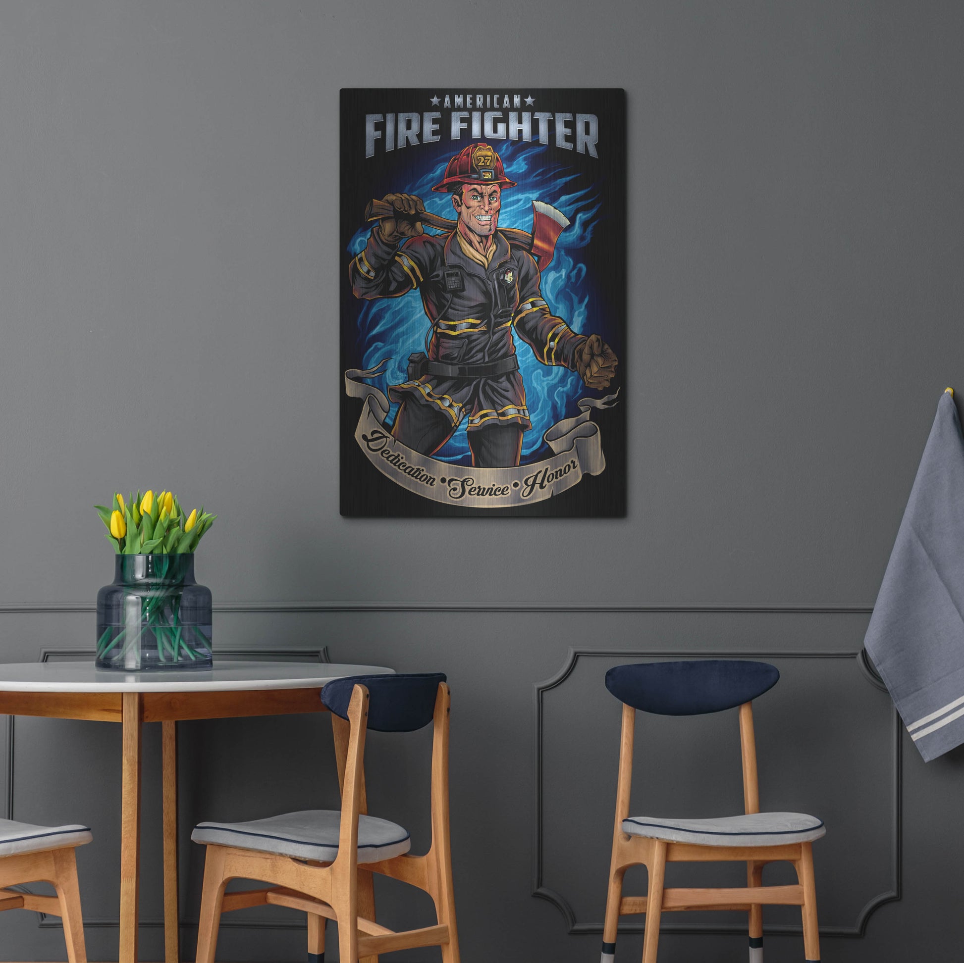 Luxe Metal Art 'Firefighter Human Template' by Flyland Designs, Metal Wall Art,24x36