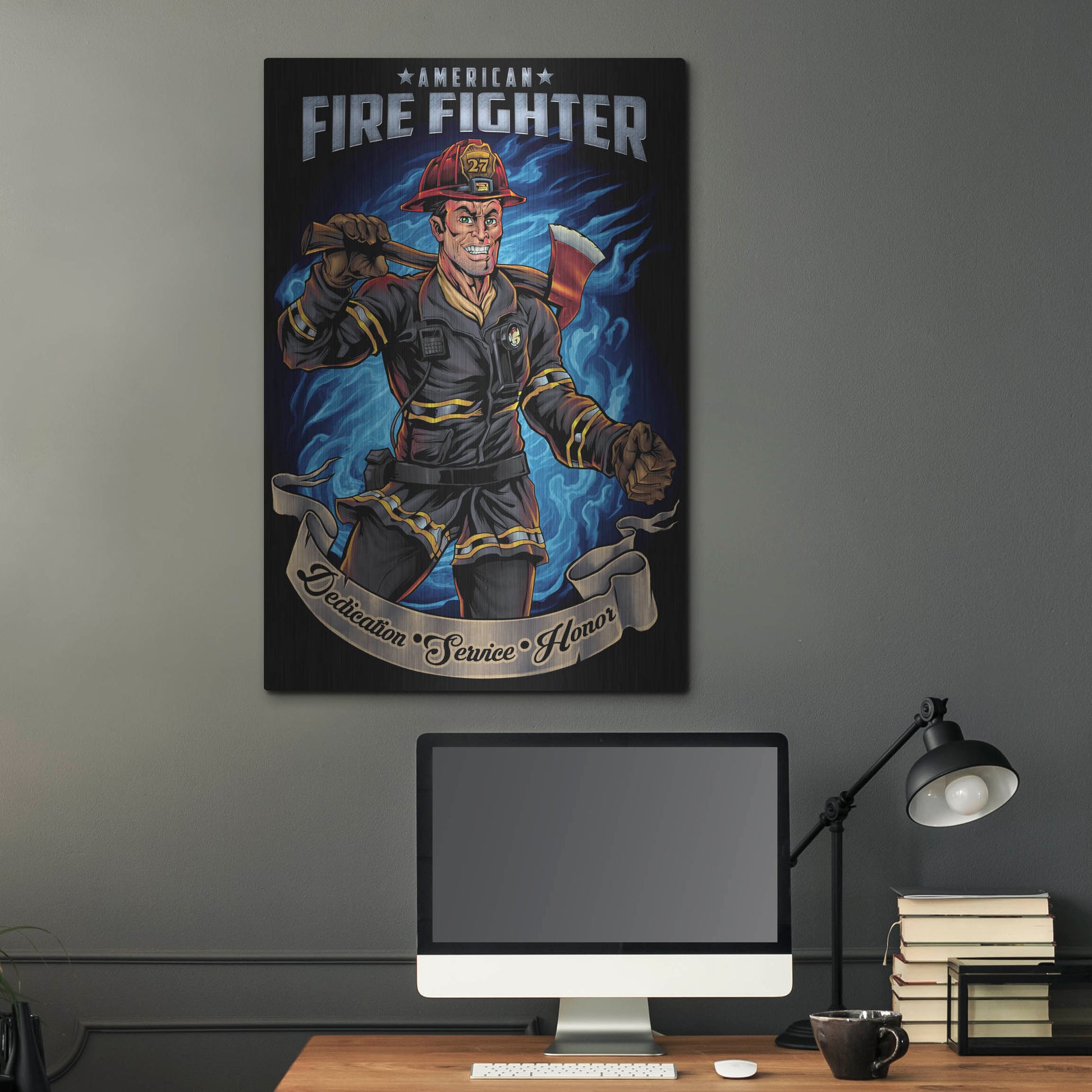 Luxe Metal Art 'Firefighter Human Template' by Flyland Designs, Metal Wall Art,24x36