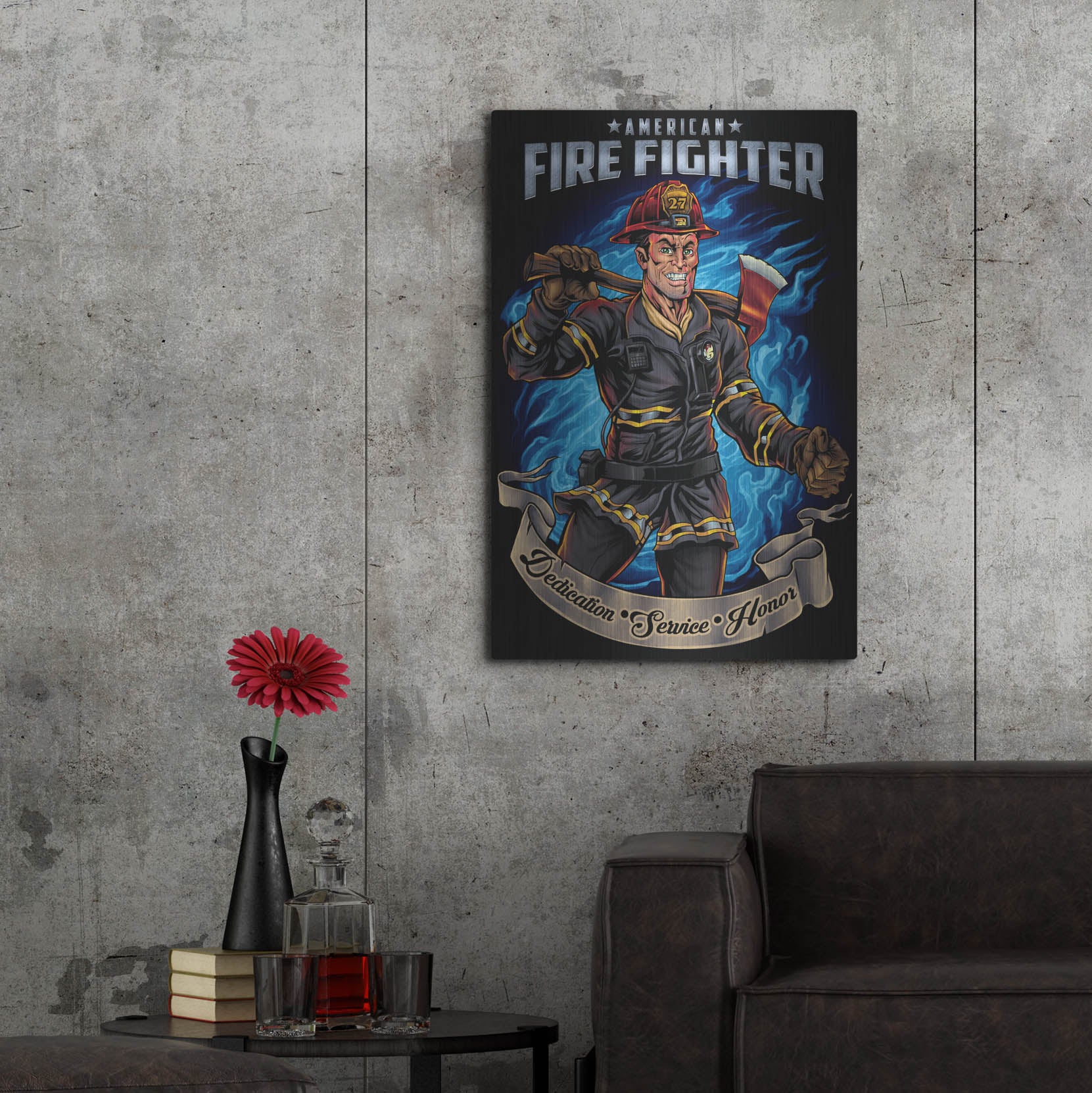 Luxe Metal Art 'Firefighter Human Template' by Flyland Designs, Metal Wall Art,24x36