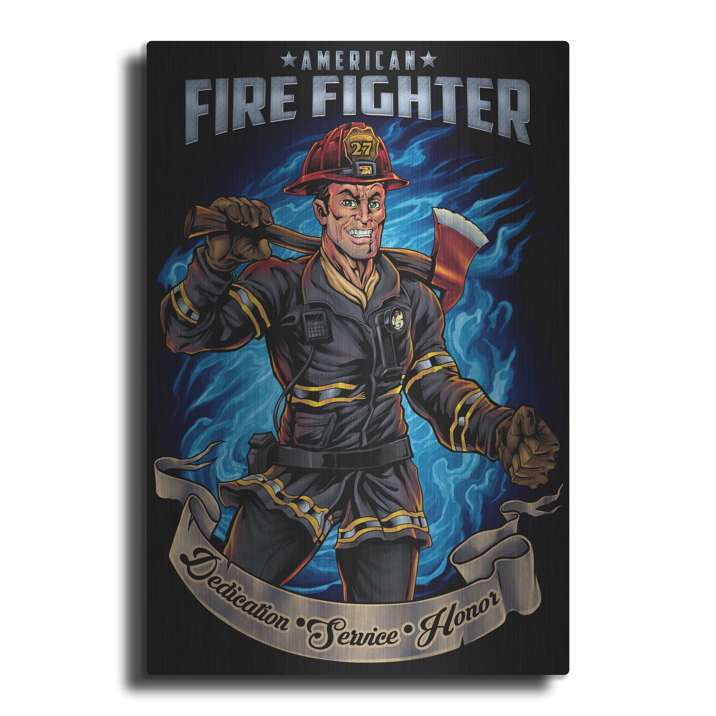 Luxe Metal Art 'Firefighter Human Template' by Flyland Designs, Metal Wall Art