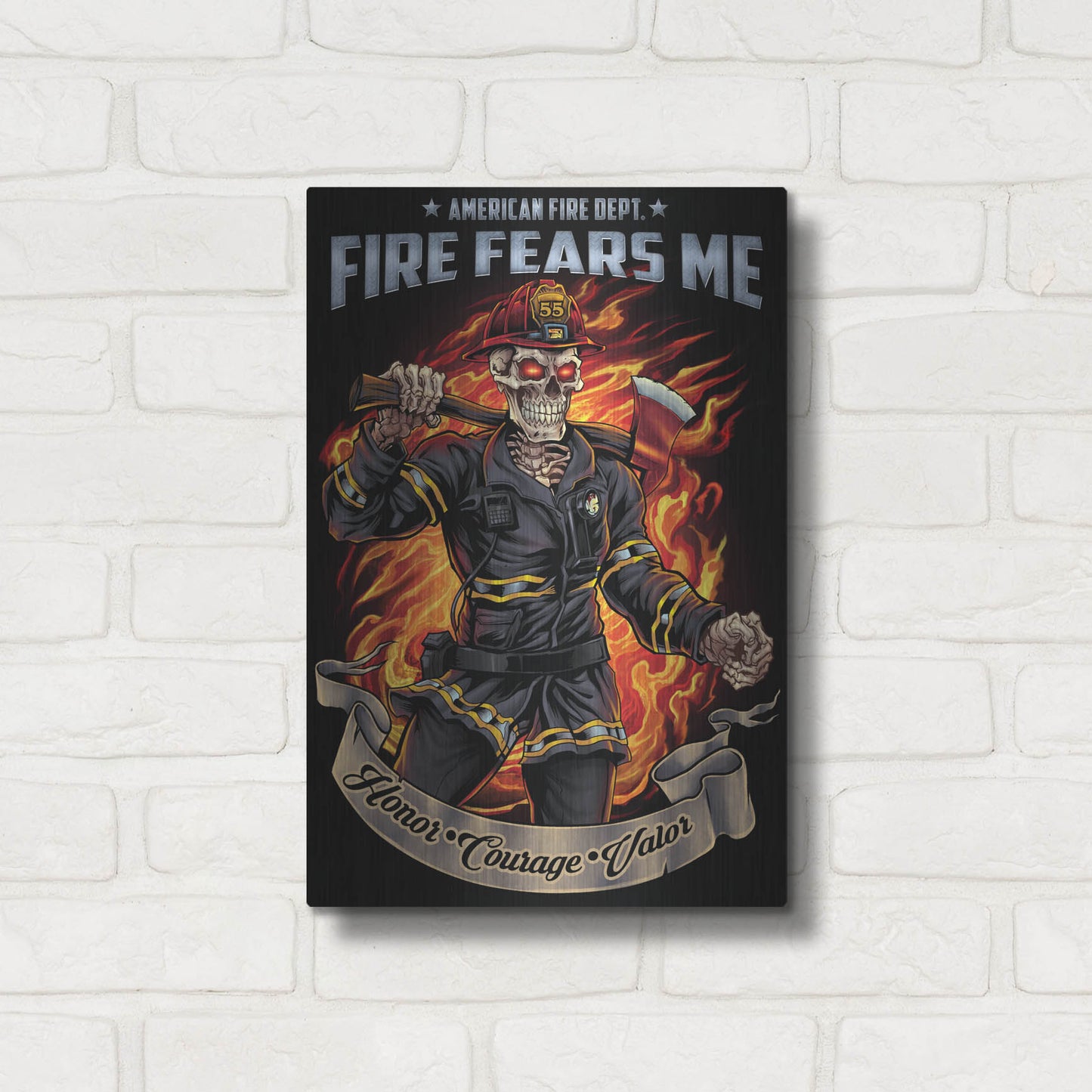 Luxe Metal Art 'Firefighter Template' by Flyland Designs, Metal Wall Art,12x16