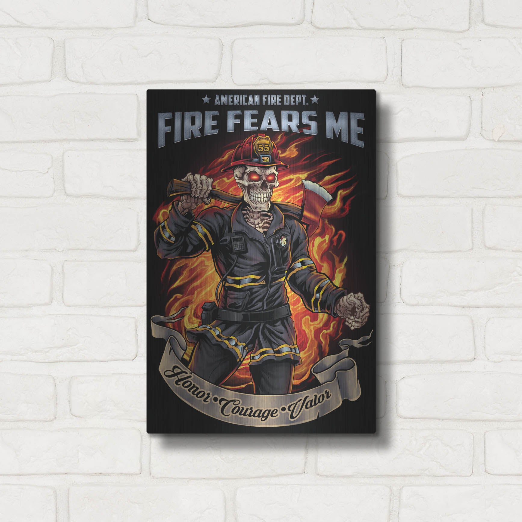 Luxe Metal Art 'Firefighter Template' by Flyland Designs, Metal Wall Art,12x16