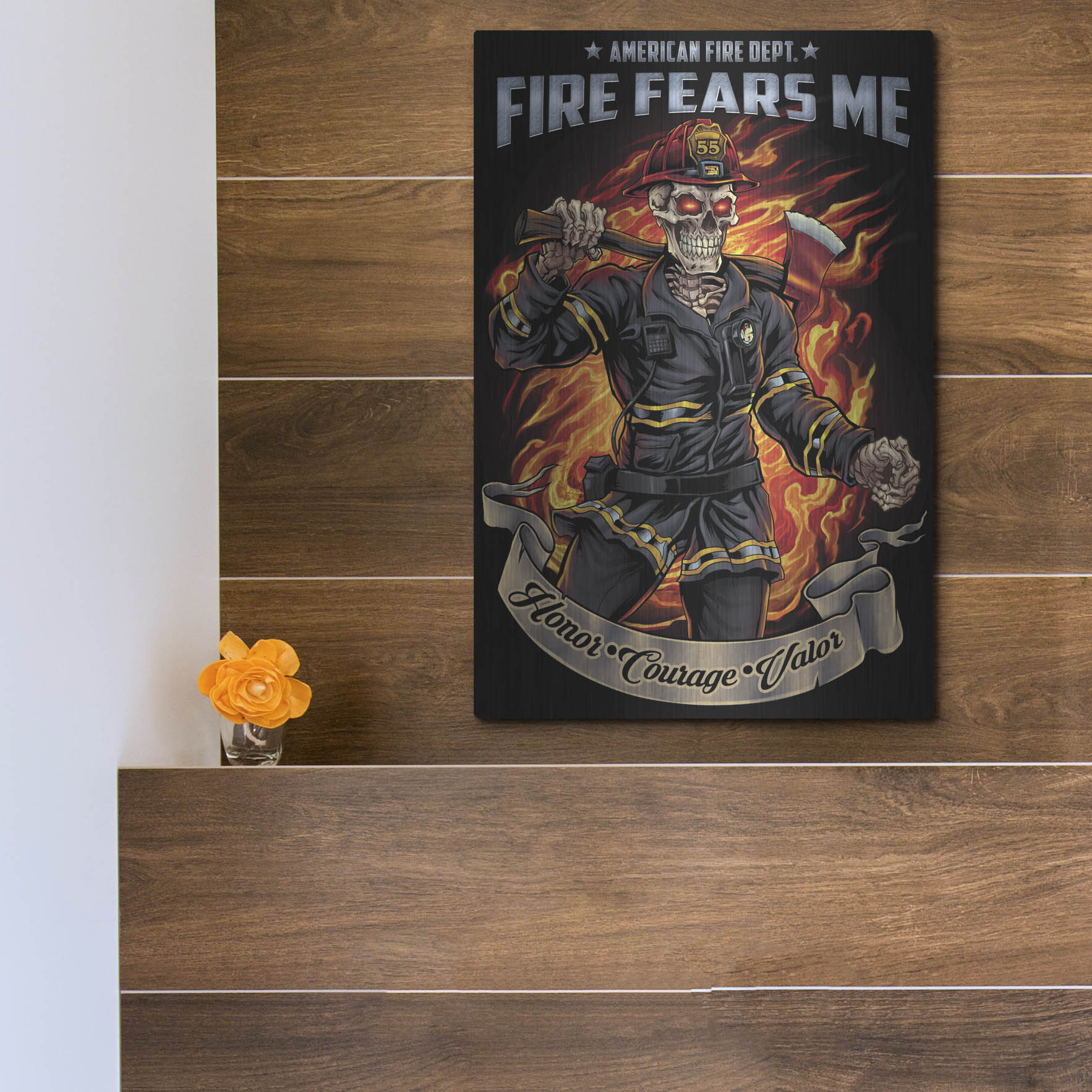 Luxe Metal Art 'Firefighter Template' by Flyland Designs, Metal Wall Art,12x16