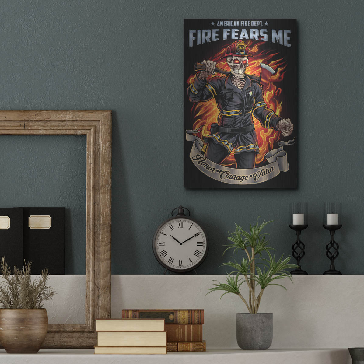 Luxe Metal Art 'Firefighter Template' by Flyland Designs, Metal Wall Art,12x16