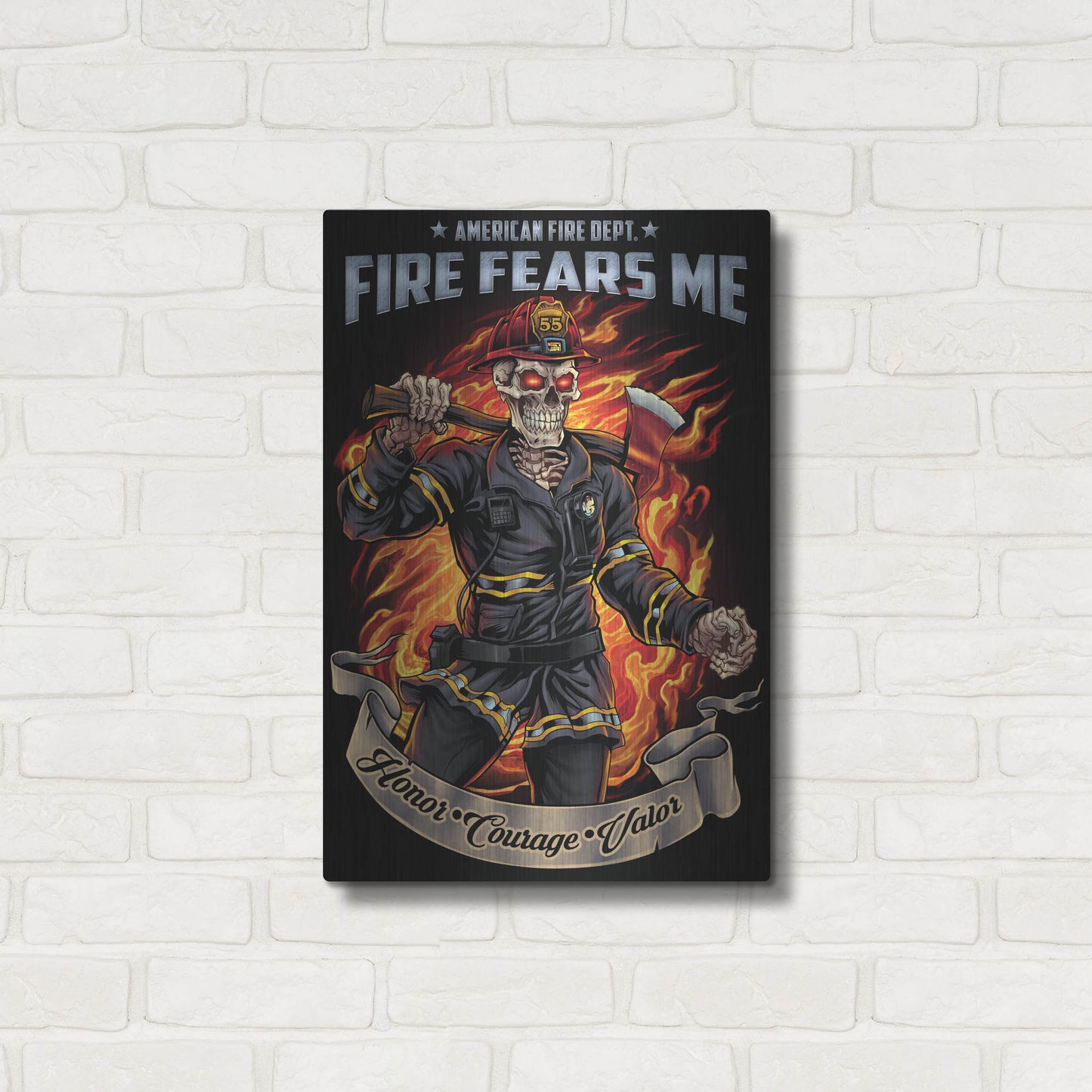 Luxe Metal Art 'Firefighter Template' by Flyland Designs, Metal Wall Art,16x24