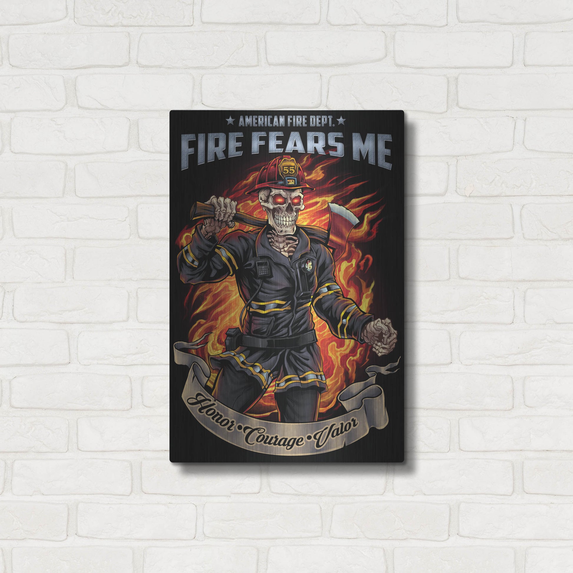Luxe Metal Art 'Firefighter Template' by Flyland Designs, Metal Wall Art,16x24