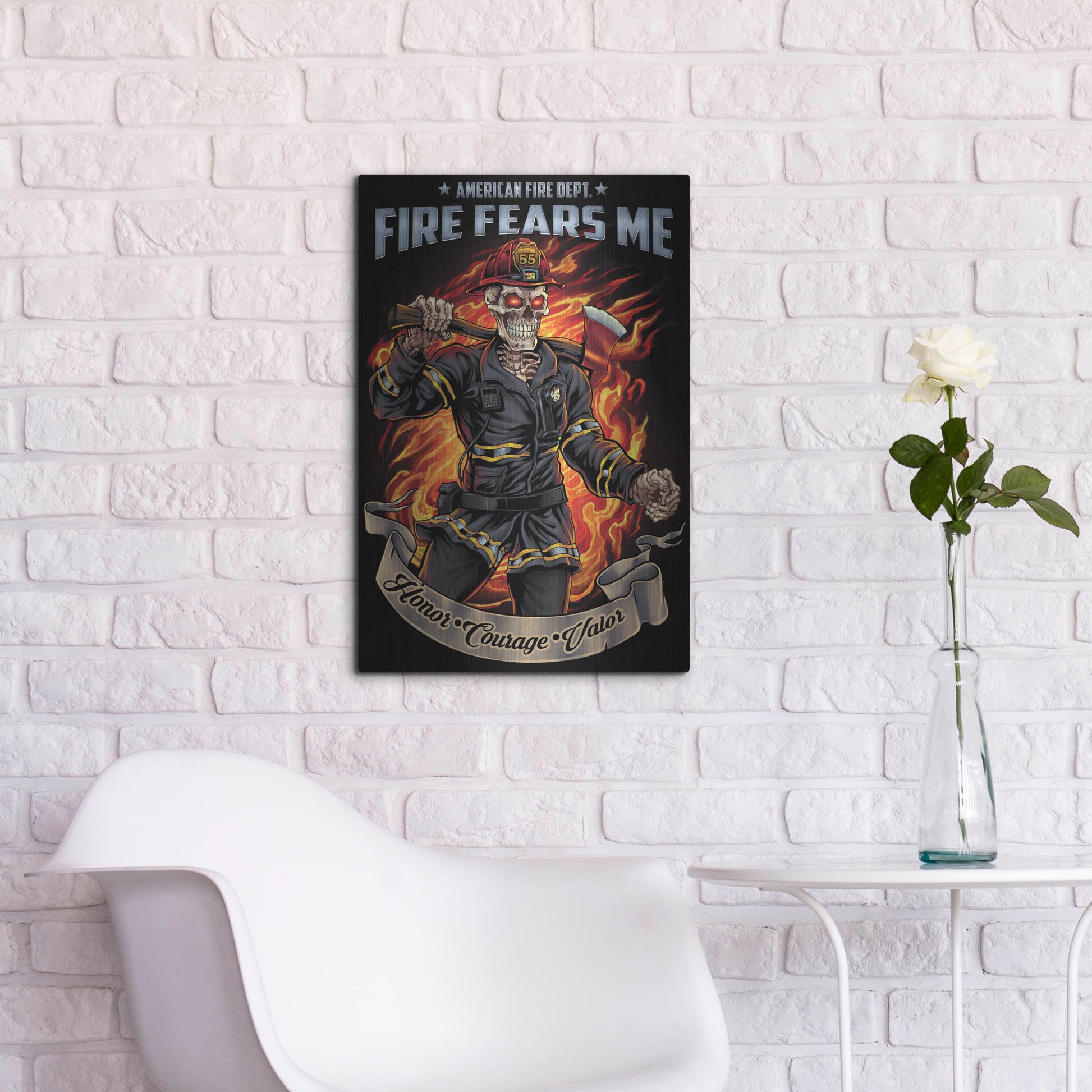 Luxe Metal Art 'Firefighter Template' by Flyland Designs, Metal Wall Art,16x24