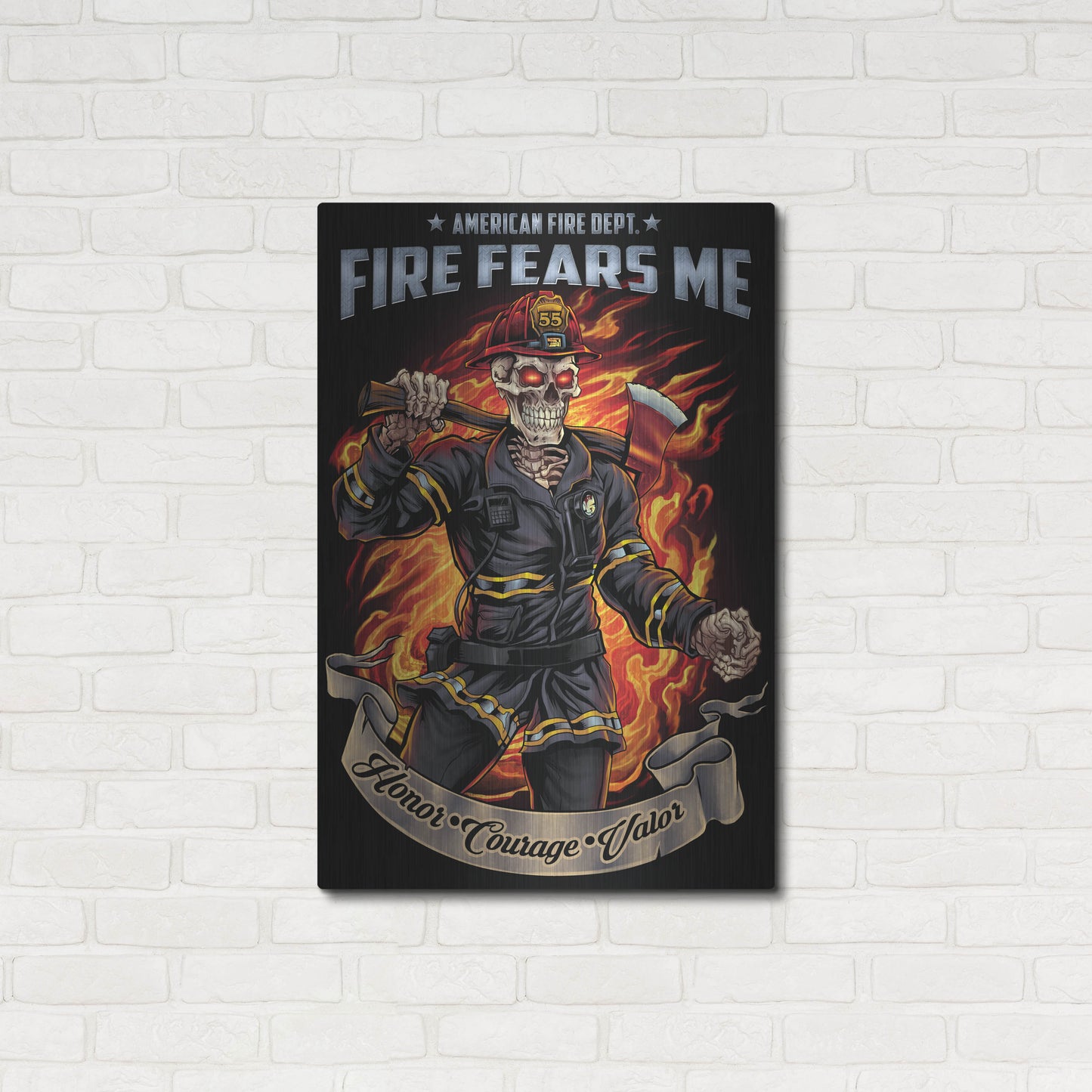 Luxe Metal Art 'Firefighter Template' by Flyland Designs, Metal Wall Art,24x36