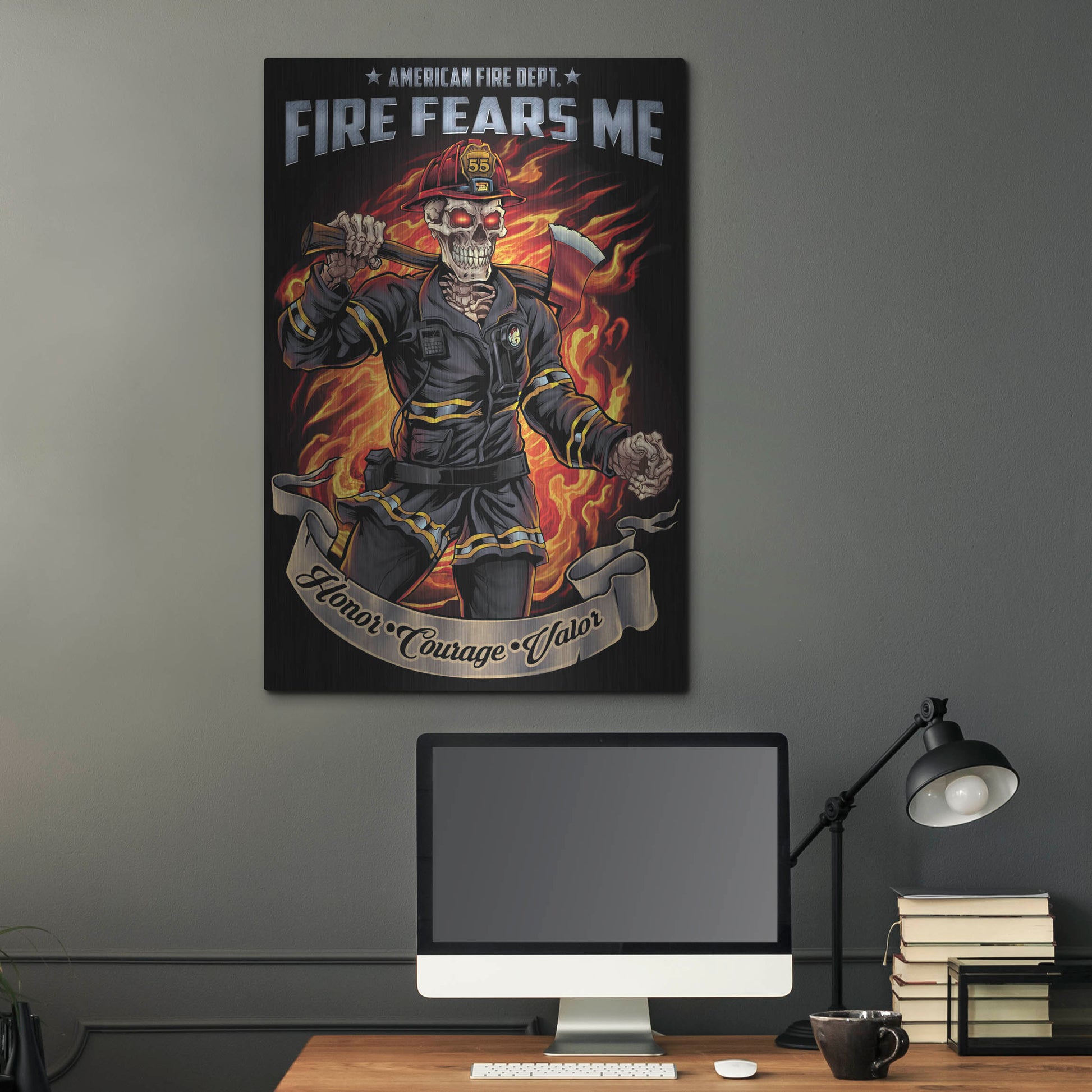 Luxe Metal Art 'Firefighter Template' by Flyland Designs, Metal Wall Art,24x36