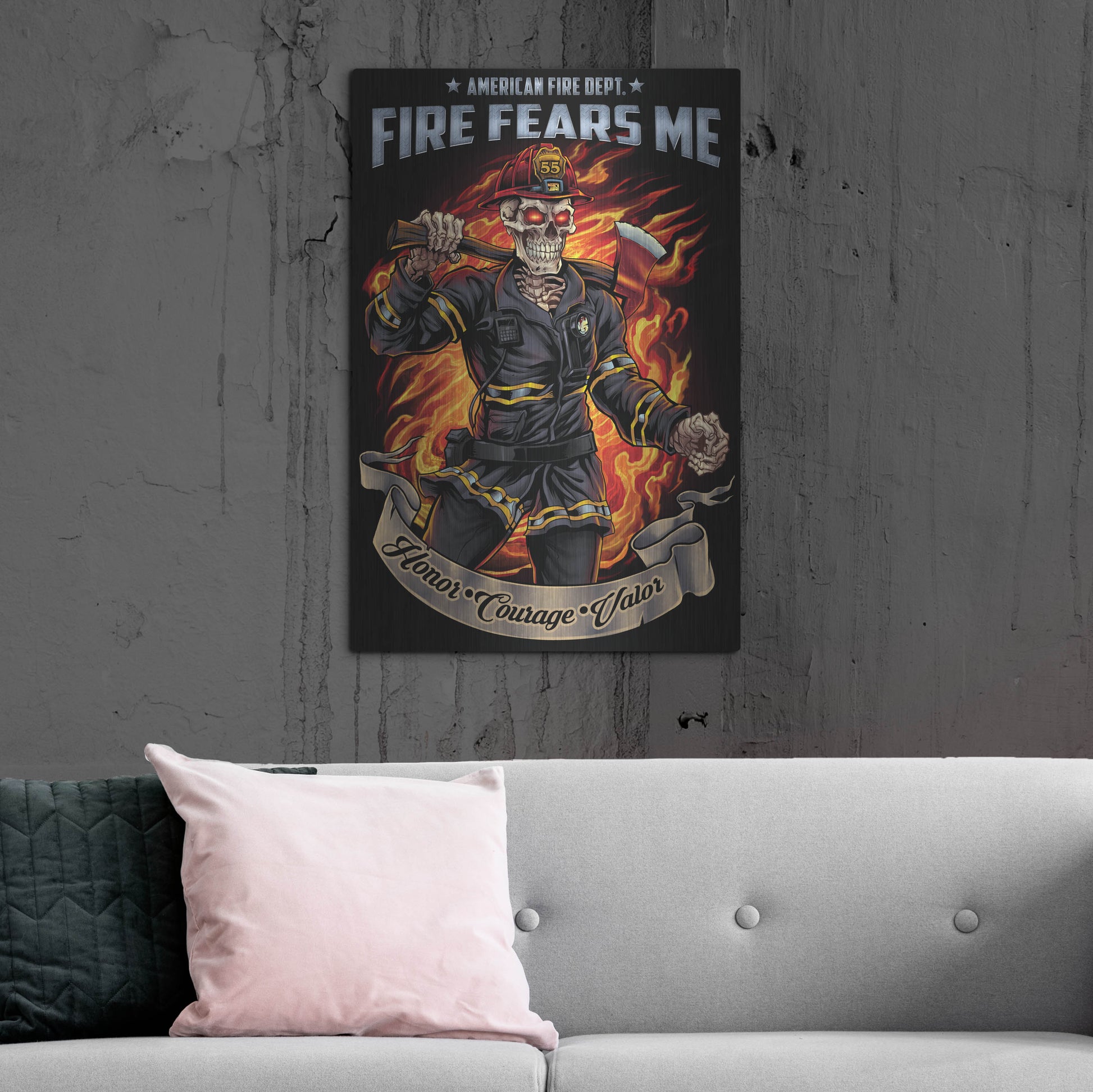 Luxe Metal Art 'Firefighter Template' by Flyland Designs, Metal Wall Art,24x36