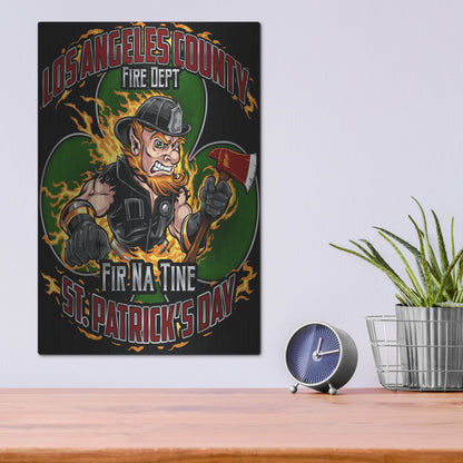 Luxe Metal Art 'Leprechaun fire-fighter 2016' by Flyland Designs, Metal Wall Art,12x16
