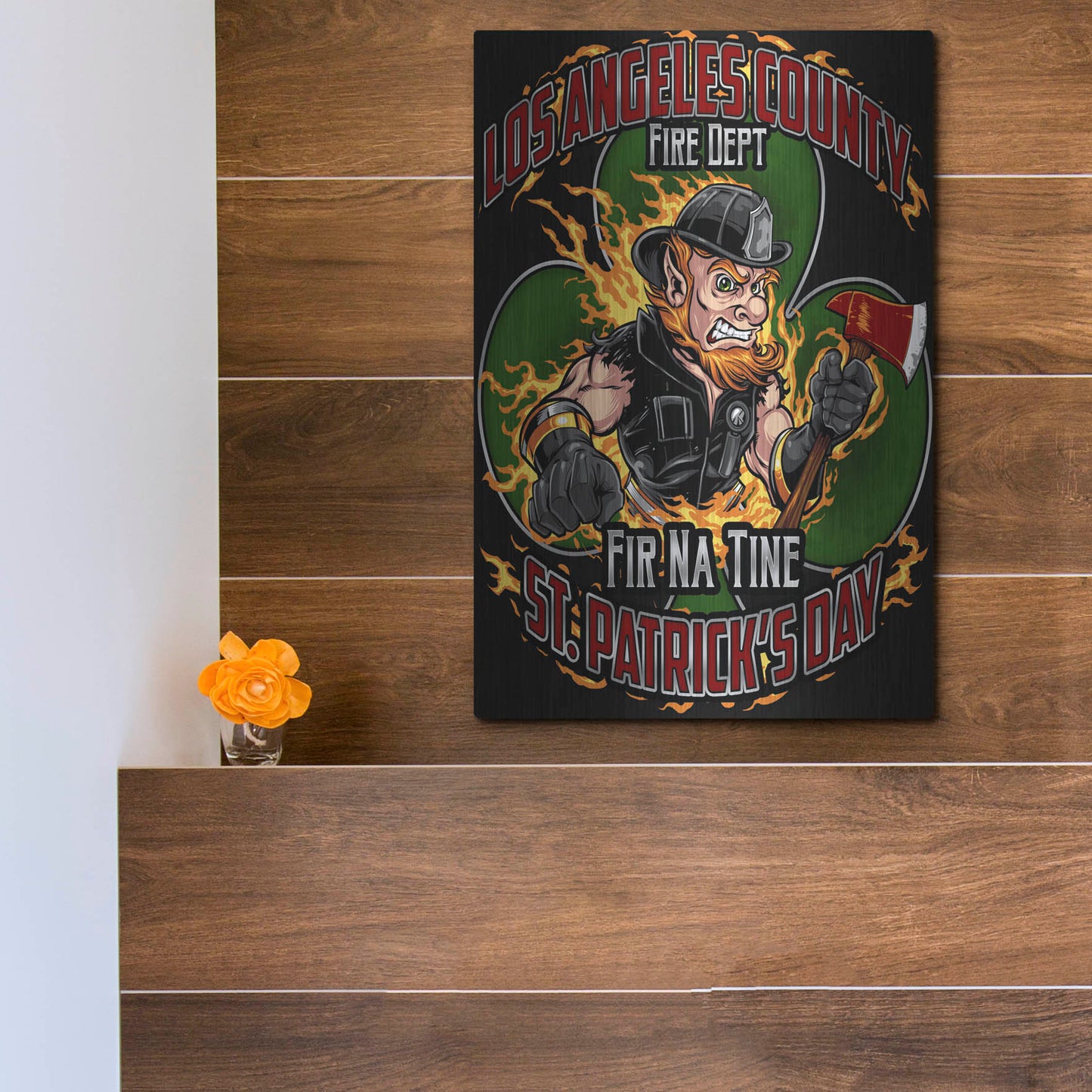 Luxe Metal Art 'Leprechaun fire-fighter 2016' by Flyland Designs, Metal Wall Art,12x16