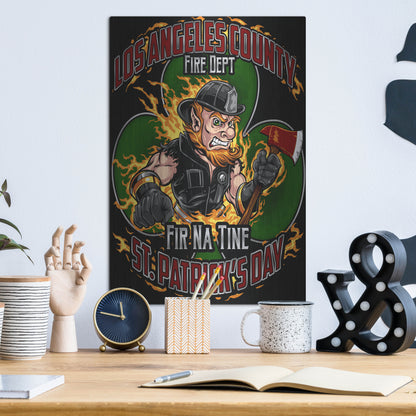 Luxe Metal Art 'Leprechaun fire-fighter 2016' by Flyland Designs, Metal Wall Art,12x16