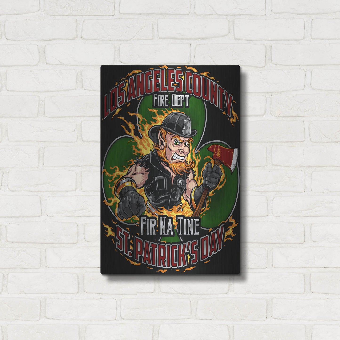 Luxe Metal Art 'Leprechaun fire-fighter 2016' by Flyland Designs, Metal Wall Art,16x24