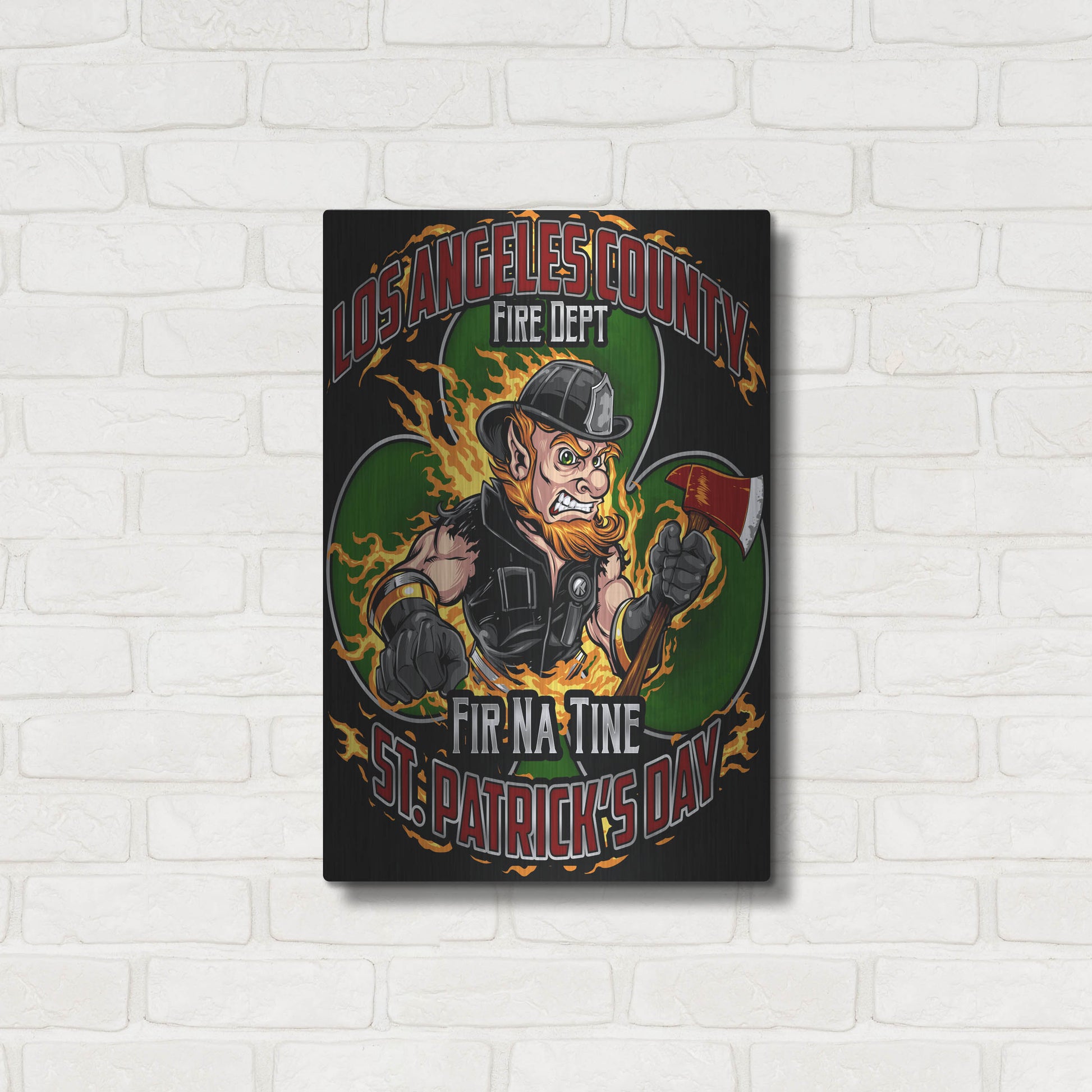 Luxe Metal Art 'Leprechaun fire-fighter 2016' by Flyland Designs, Metal Wall Art,16x24