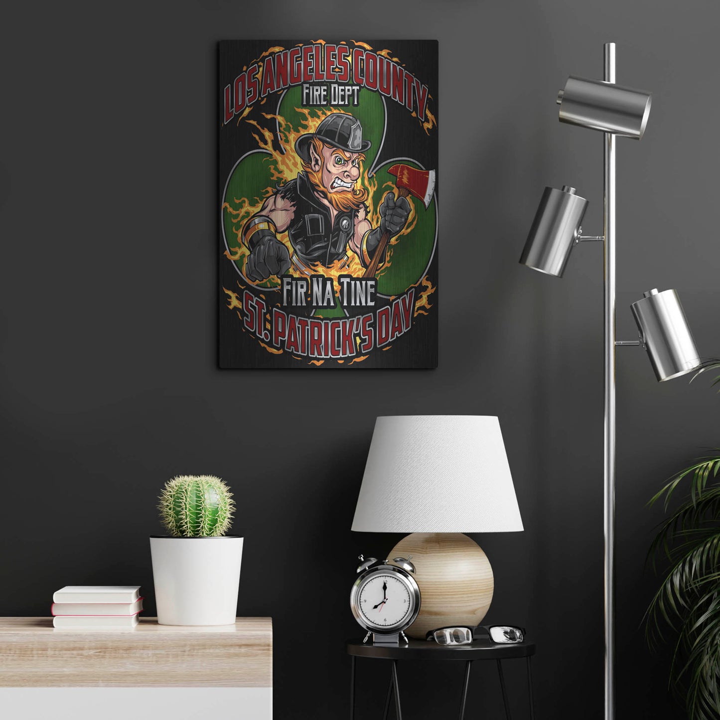 Luxe Metal Art 'Leprechaun fire-fighter 2016' by Flyland Designs, Metal Wall Art,16x24