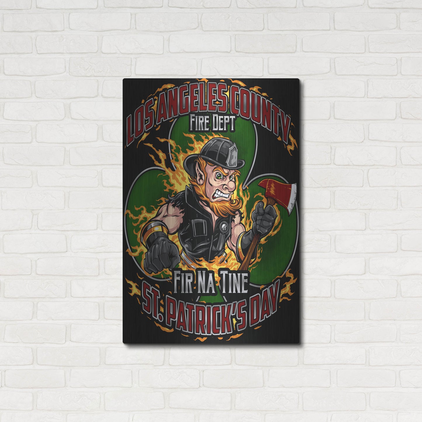 Luxe Metal Art 'Leprechaun fire-fighter 2016' by Flyland Designs, Metal Wall Art,24x36