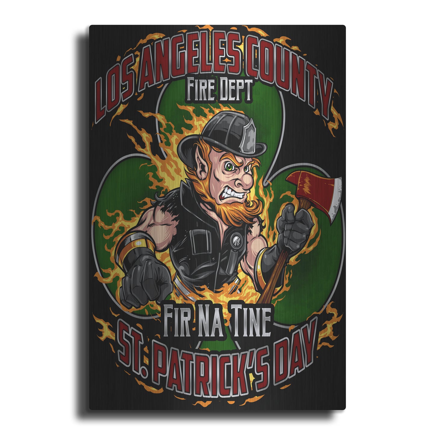 Luxe Metal Art 'Leprechaun fire-fighter 2016' by Flyland Designs, Metal Wall Art