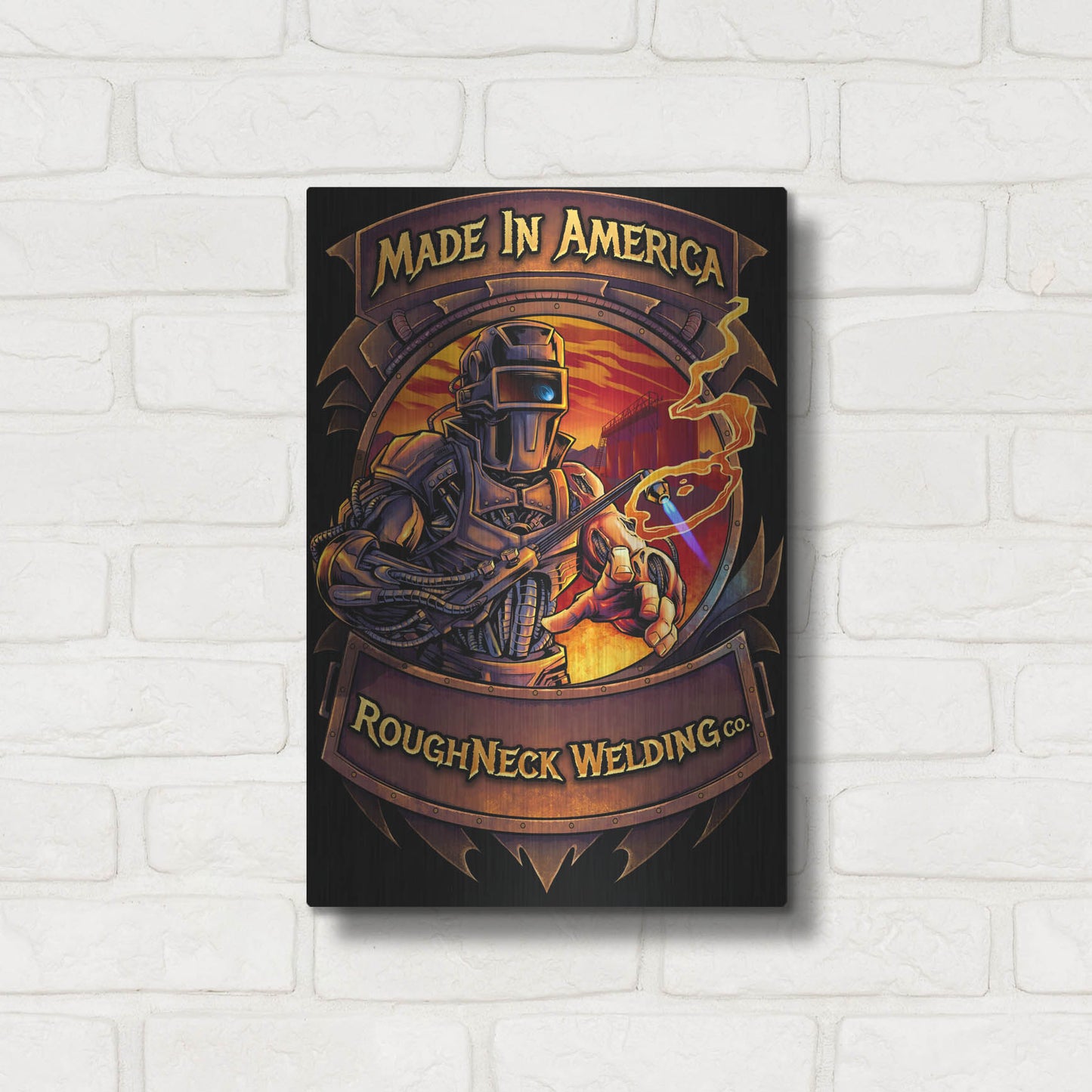 Luxe Metal Art 'Welding Cyborg' by Flyland Designs, Metal Wall Art,12x16