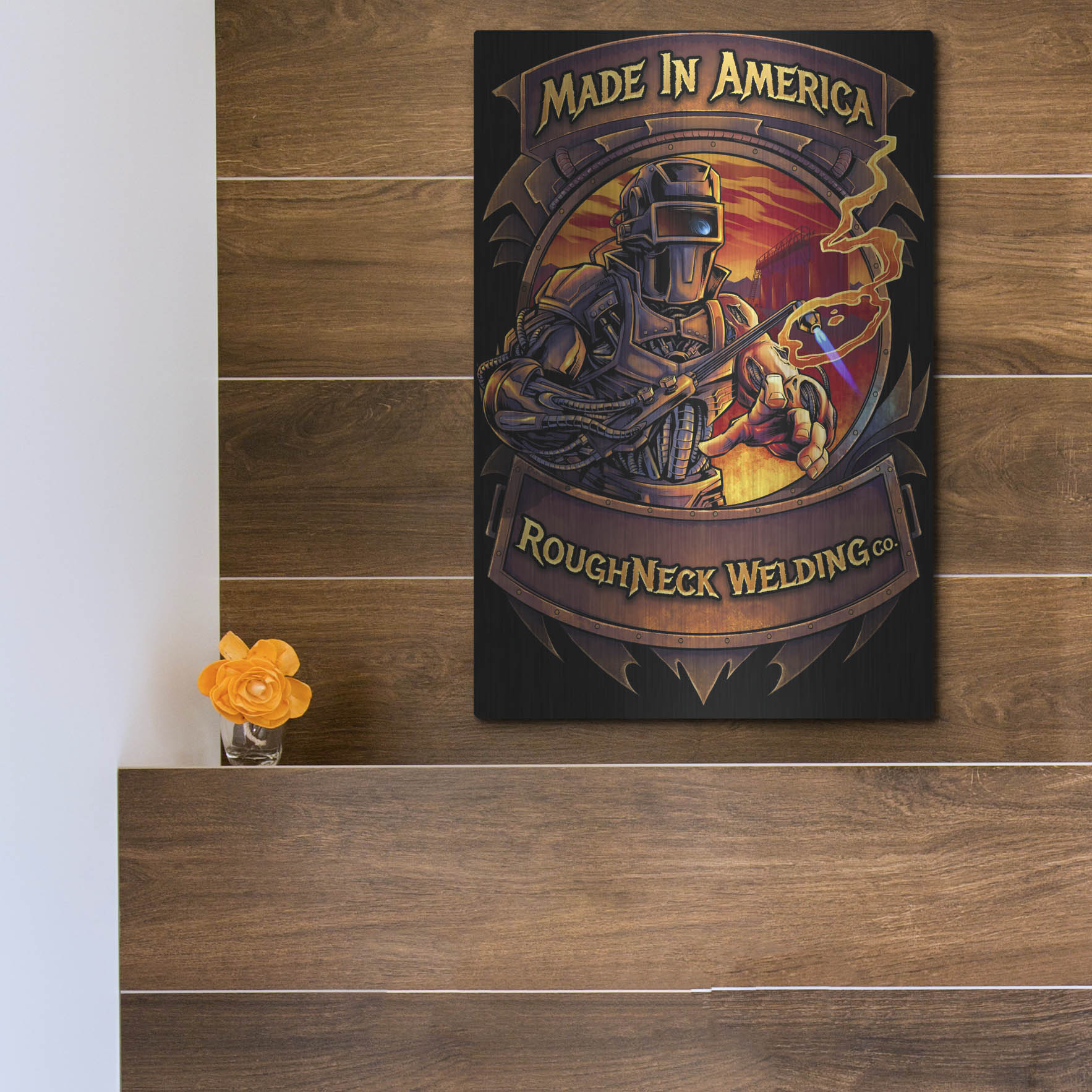 Luxe Metal Art 'Welding Cyborg' by Flyland Designs, Metal Wall Art,12x16