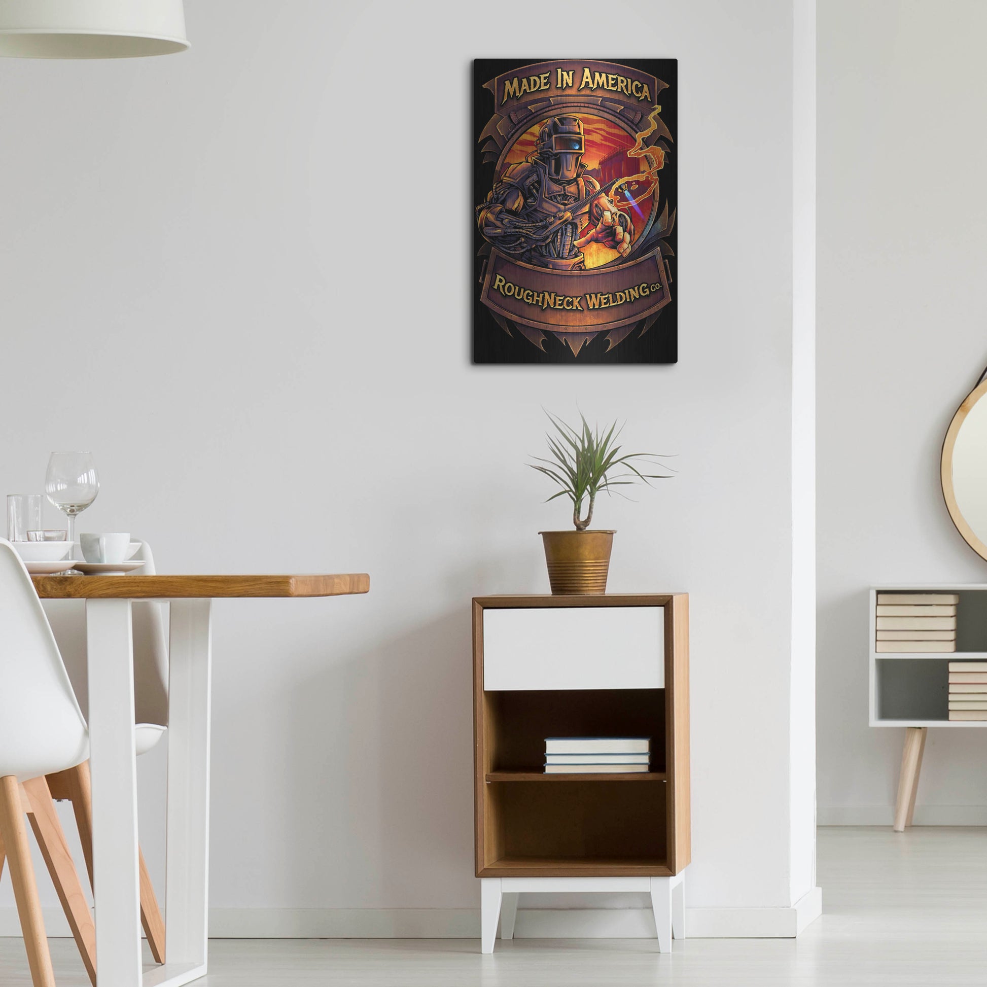 Luxe Metal Art 'Welding Cyborg' by Flyland Designs, Metal Wall Art,16x24