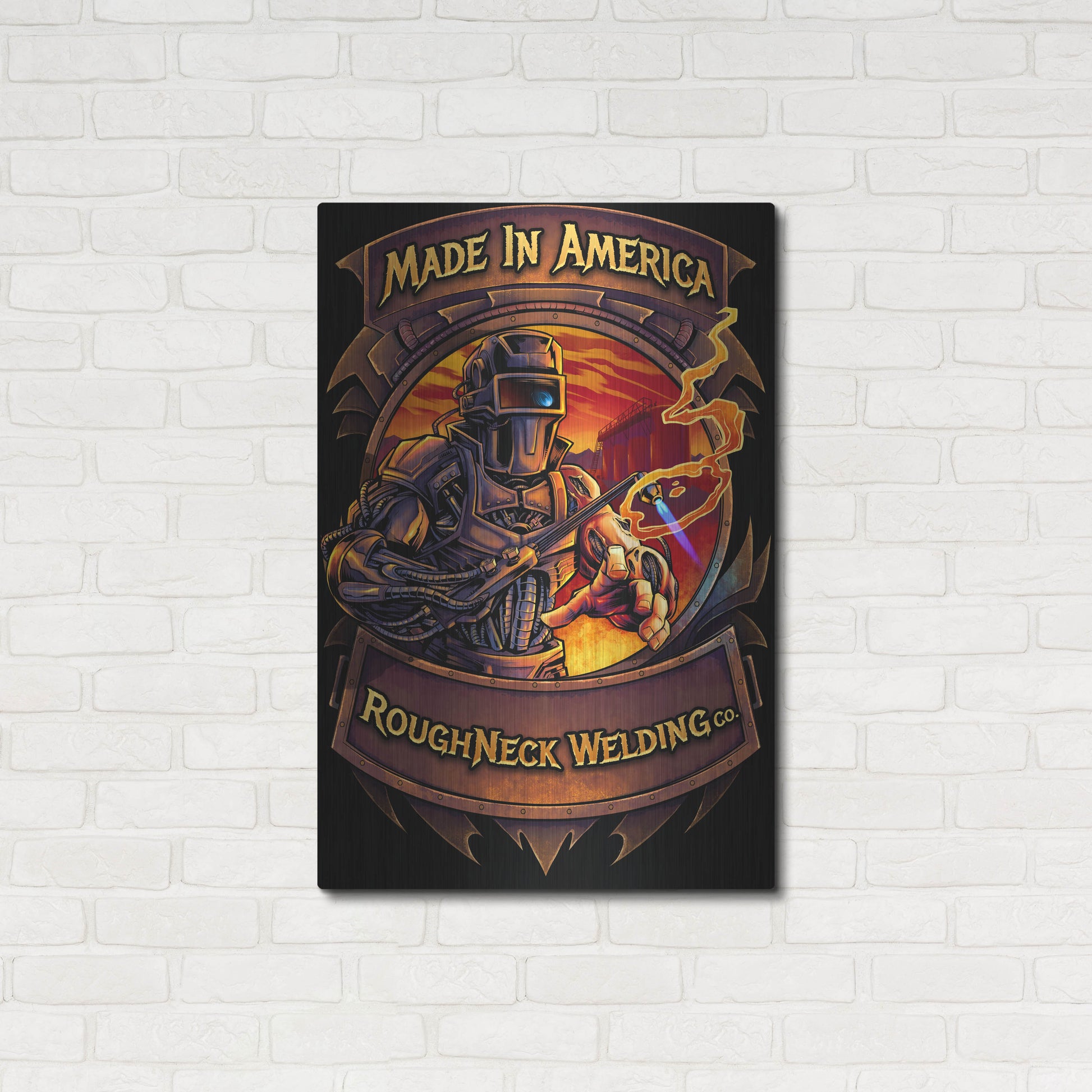 Luxe Metal Art 'Welding Cyborg' by Flyland Designs, Metal Wall Art,24x36