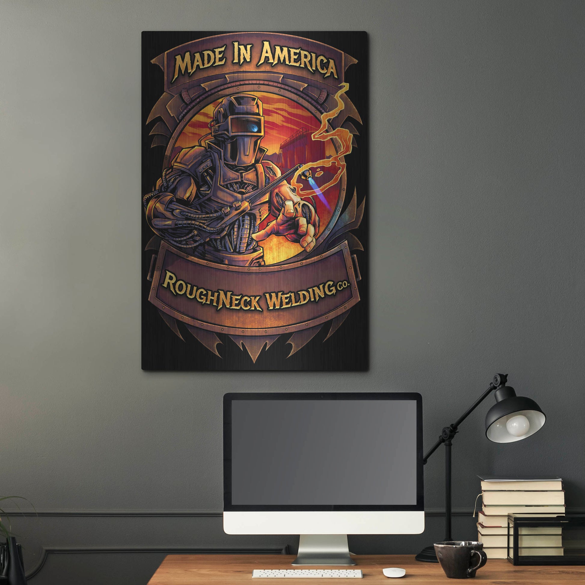 Luxe Metal Art 'Welding Cyborg' by Flyland Designs, Metal Wall Art,24x36