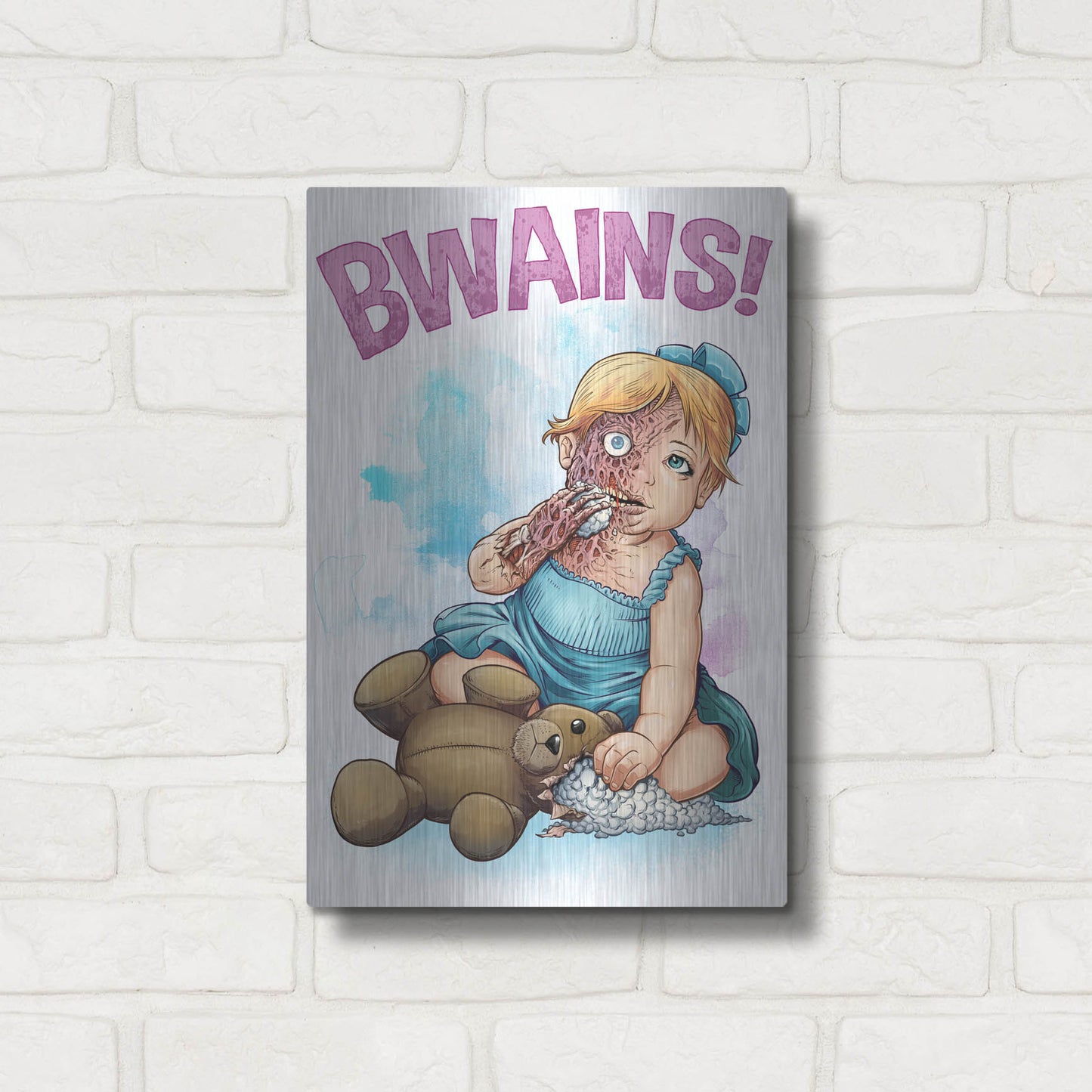 Luxe Metal Art 'Bwains DBH' by Flyland Designs, Metal Wall Art,12x16