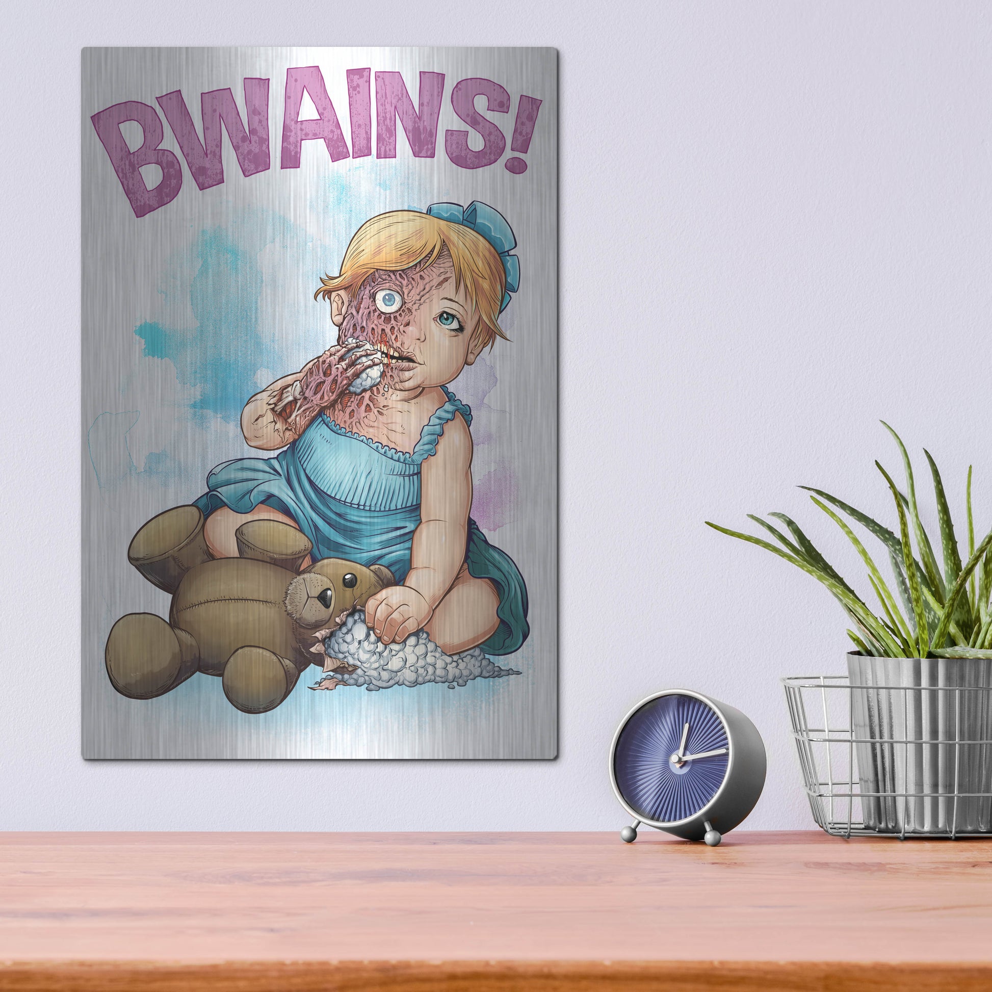 Luxe Metal Art 'Bwains DBH' by Flyland Designs, Metal Wall Art,12x16