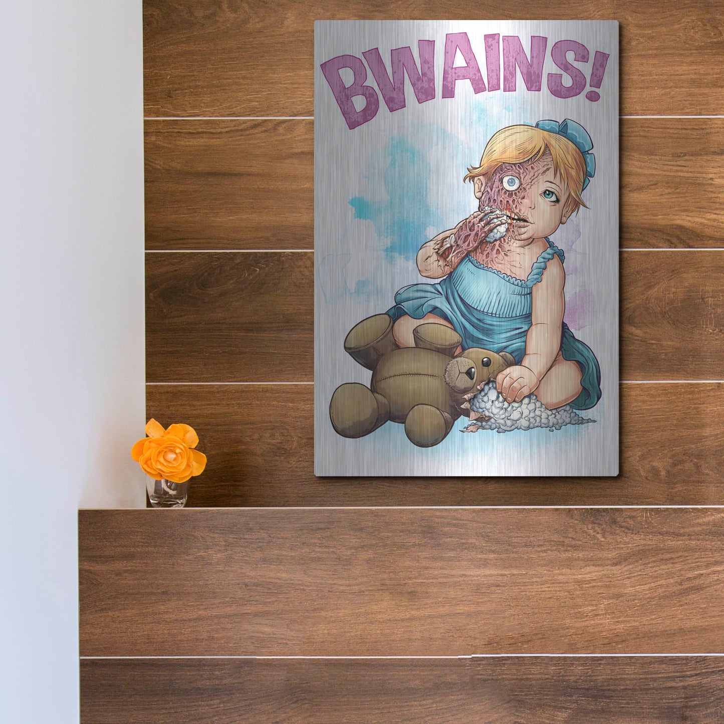 Luxe Metal Art 'Bwains DBH' by Flyland Designs, Metal Wall Art,12x16