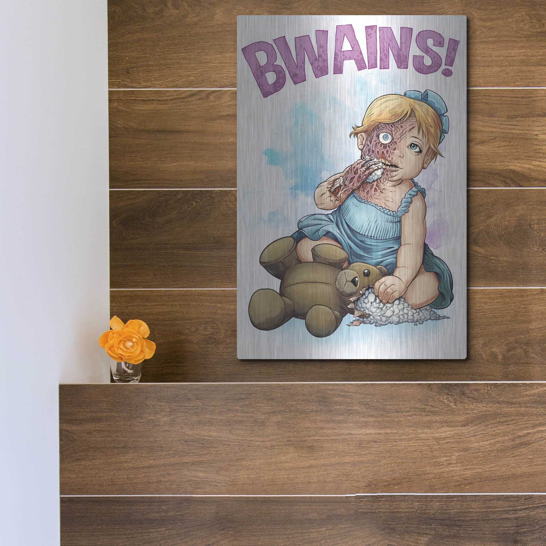 Luxe Metal Art 'Bwains DBH' by Flyland Designs, Metal Wall Art,12x16