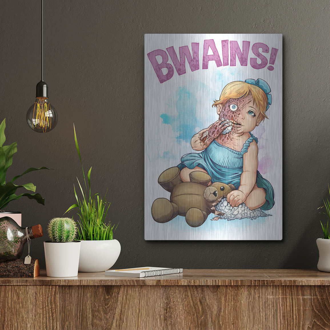 Luxe Metal Art 'Bwains DBH' by Flyland Designs, Metal Wall Art,12x16