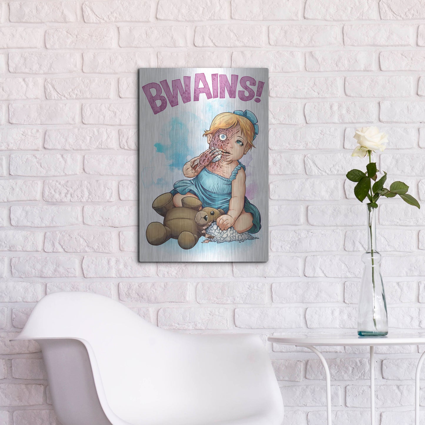 Luxe Metal Art 'Bwains DBH' by Flyland Designs, Metal Wall Art,16x24