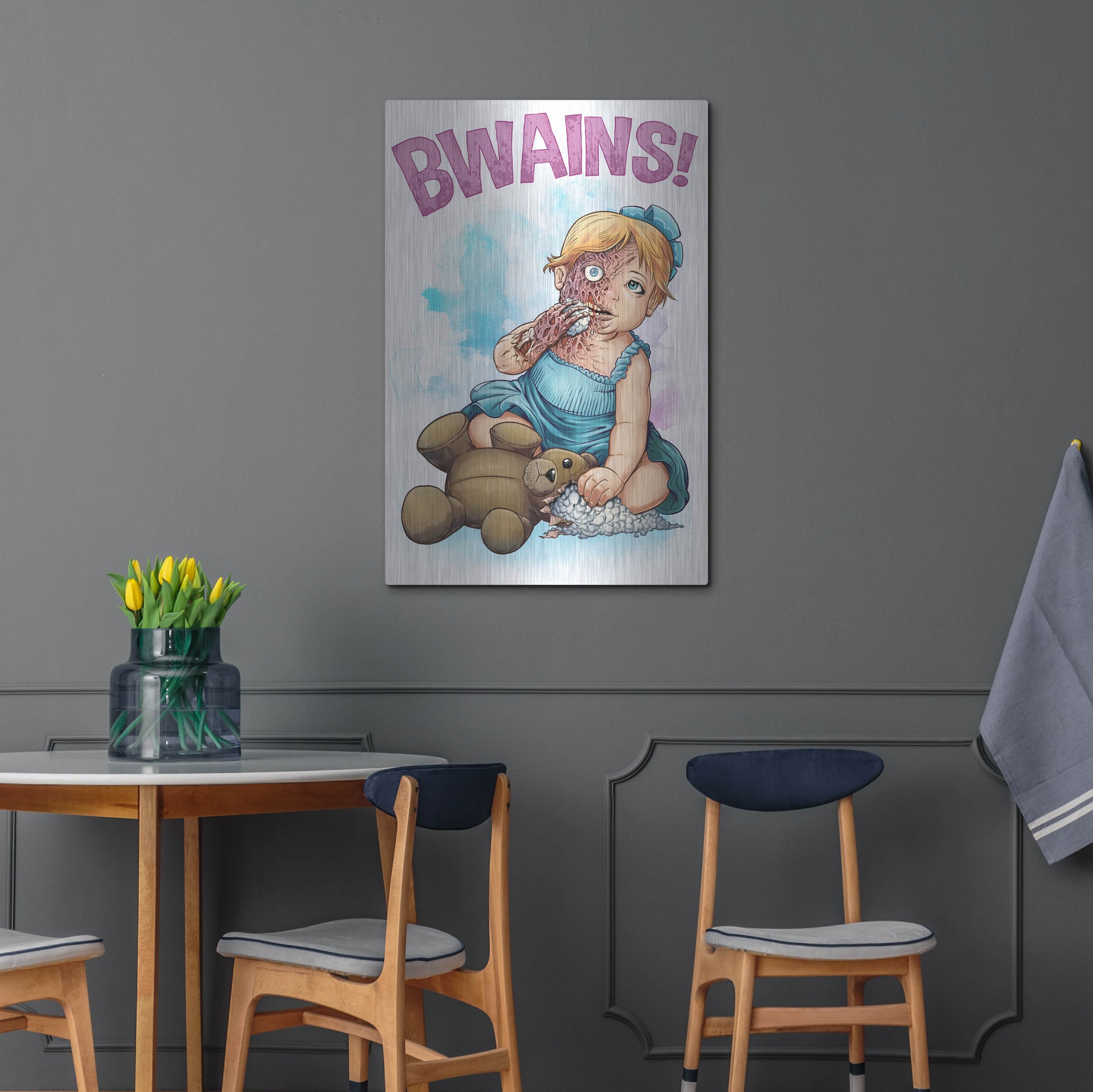 Luxe Metal Art 'Bwains DBH' by Flyland Designs, Metal Wall Art,24x36