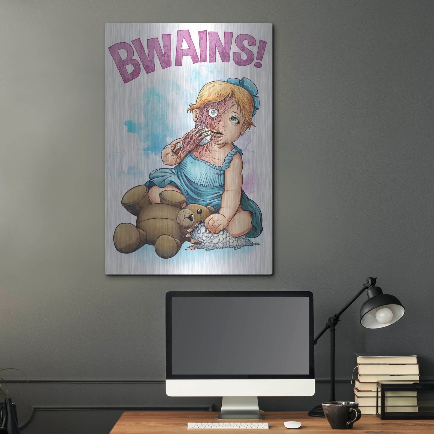 Luxe Metal Art 'Bwains DBH' by Flyland Designs, Metal Wall Art,24x36