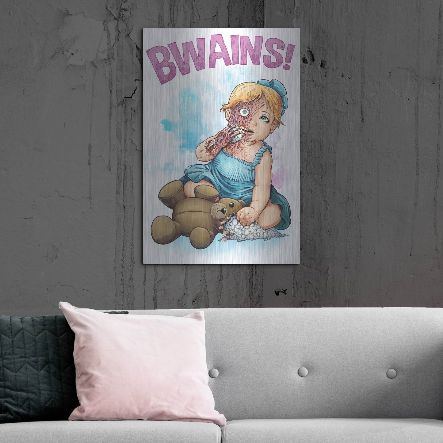 Luxe Metal Art 'Bwains DBH' by Flyland Designs, Metal Wall Art,24x36