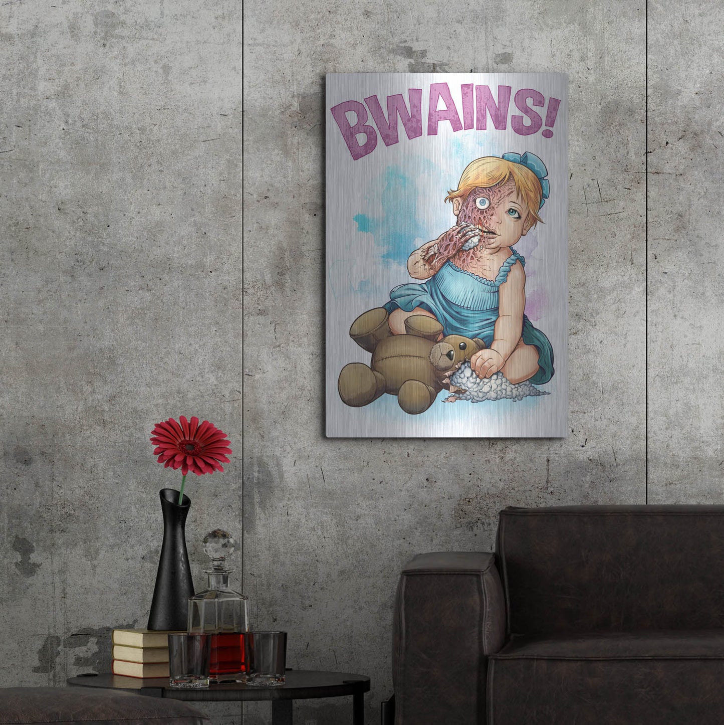 Luxe Metal Art 'Bwains DBH' by Flyland Designs, Metal Wall Art,24x36