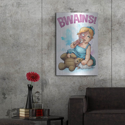 Luxe Metal Art 'Bwains DBH' by Flyland Designs, Metal Wall Art,24x36