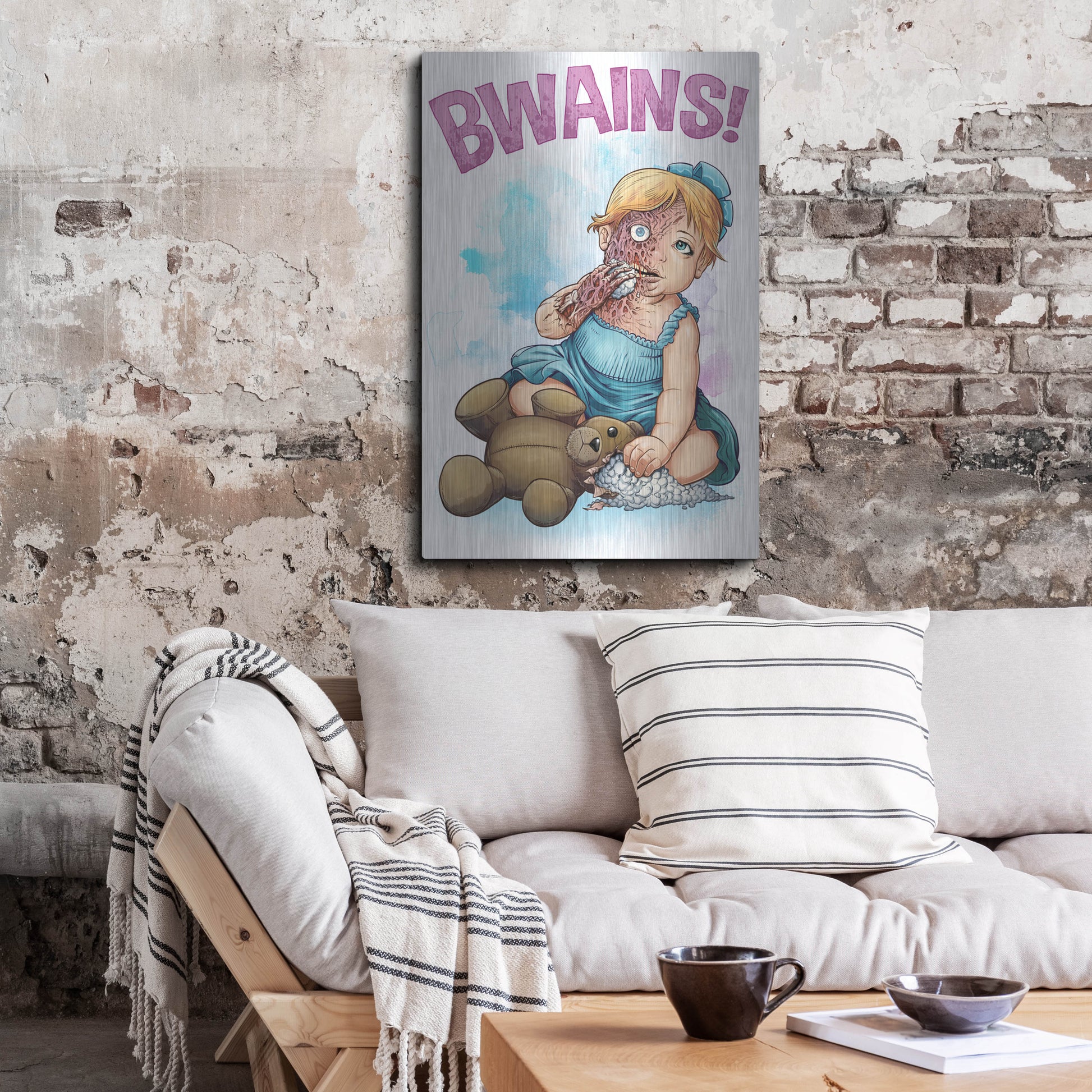 Luxe Metal Art 'Bwains DBH' by Flyland Designs, Metal Wall Art,24x36