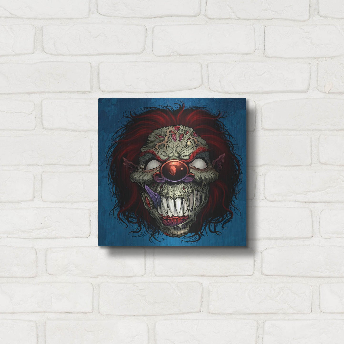 Luxe Metal Art 'Evil Clown 1' by Flyland Designs, Metal Wall Art,12x12