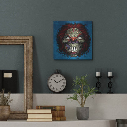 Luxe Metal Art 'Evil Clown 1' by Flyland Designs, Metal Wall Art,12x12