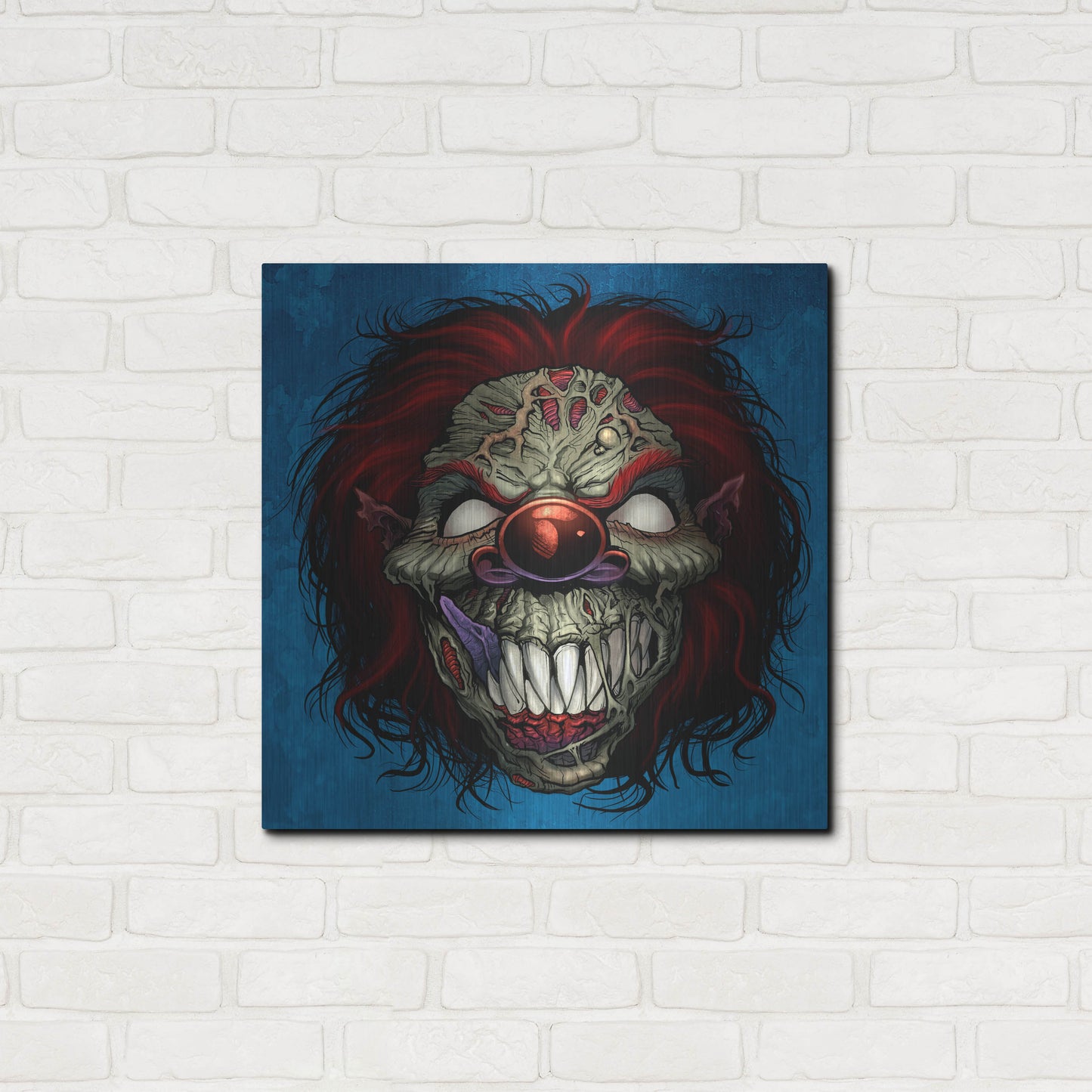 Luxe Metal Art 'Evil Clown 1' by Flyland Designs, Metal Wall Art,24x24