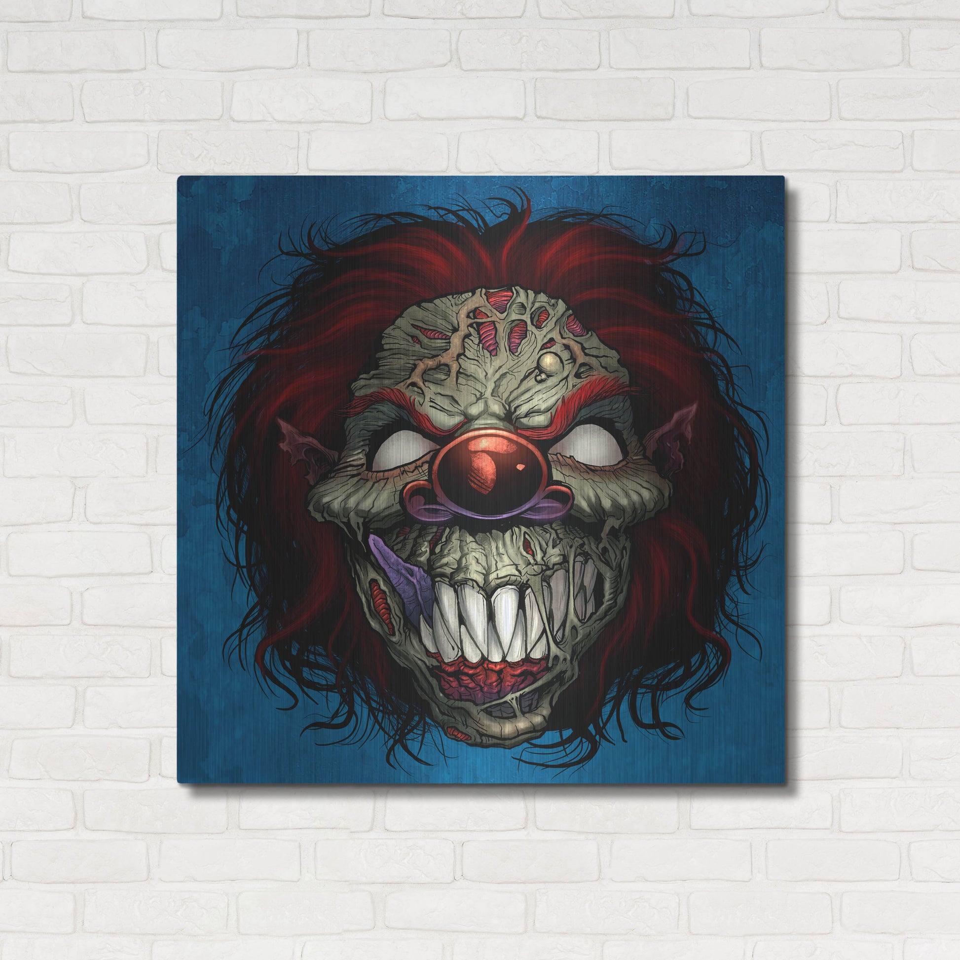 Luxe Metal Art 'Evil Clown 1' by Flyland Designs, Metal Wall Art,36x36