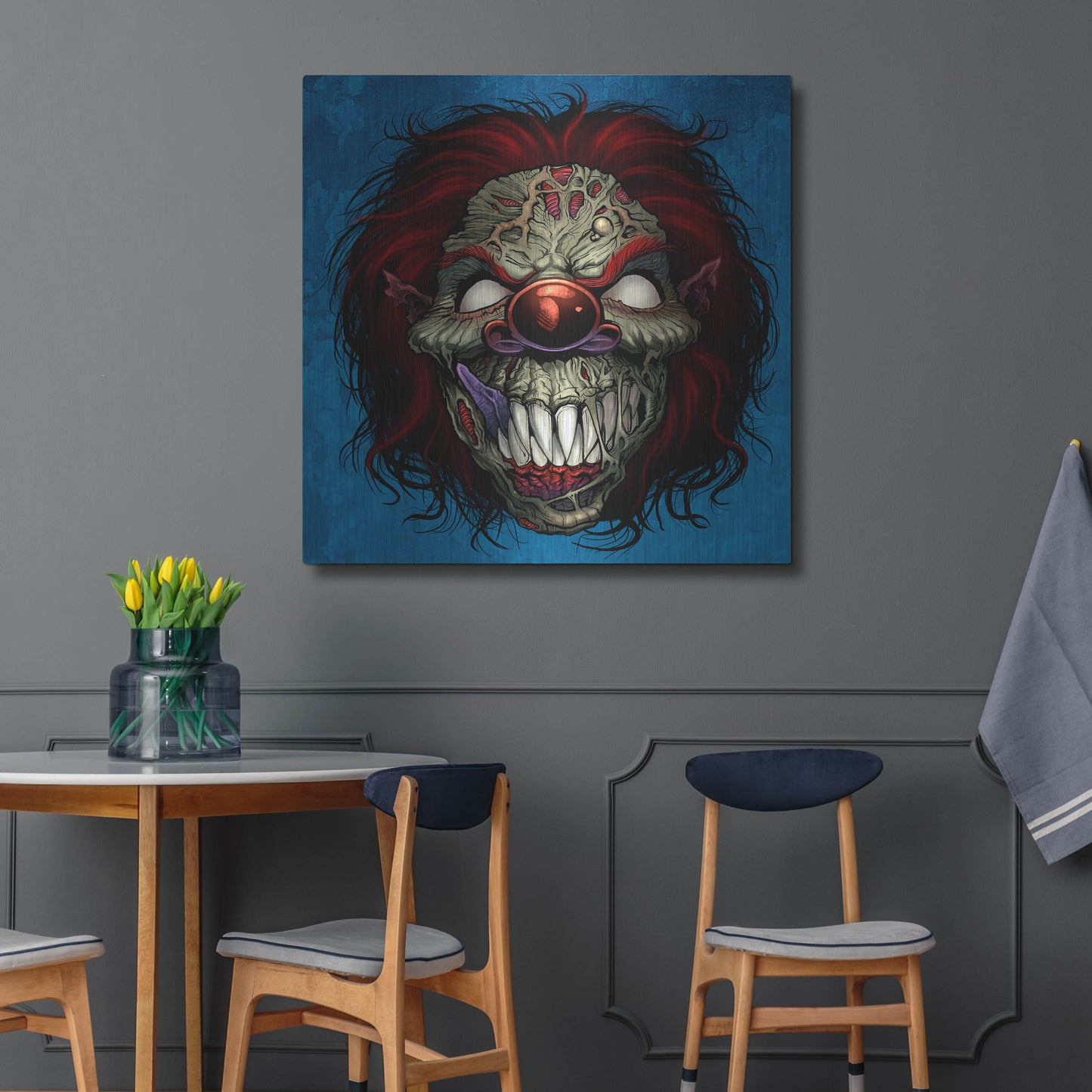 Luxe Metal Art 'Evil Clown 1' by Flyland Designs, Metal Wall Art,36x36