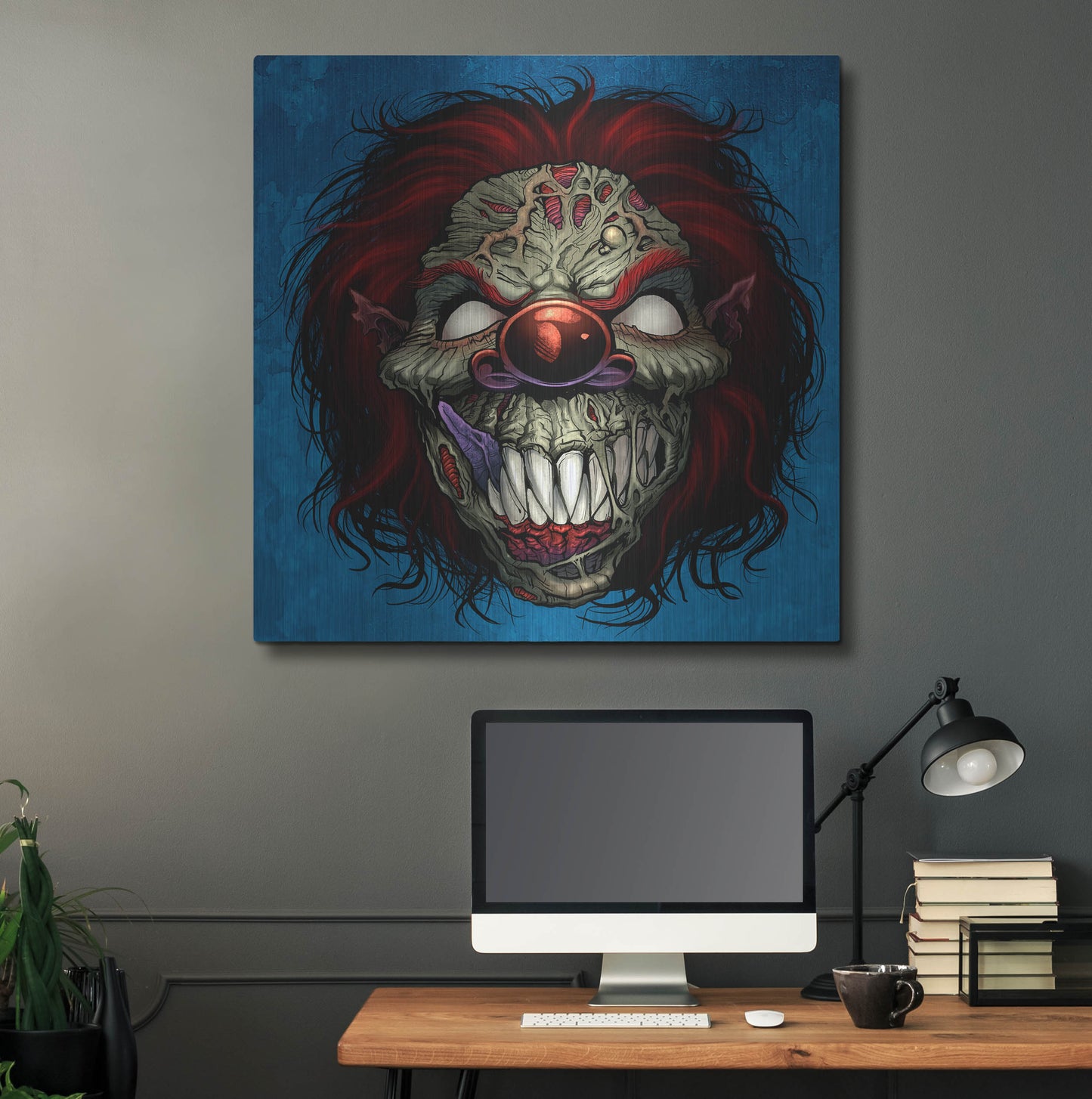 Luxe Metal Art 'Evil Clown 1' by Flyland Designs, Metal Wall Art,36x36