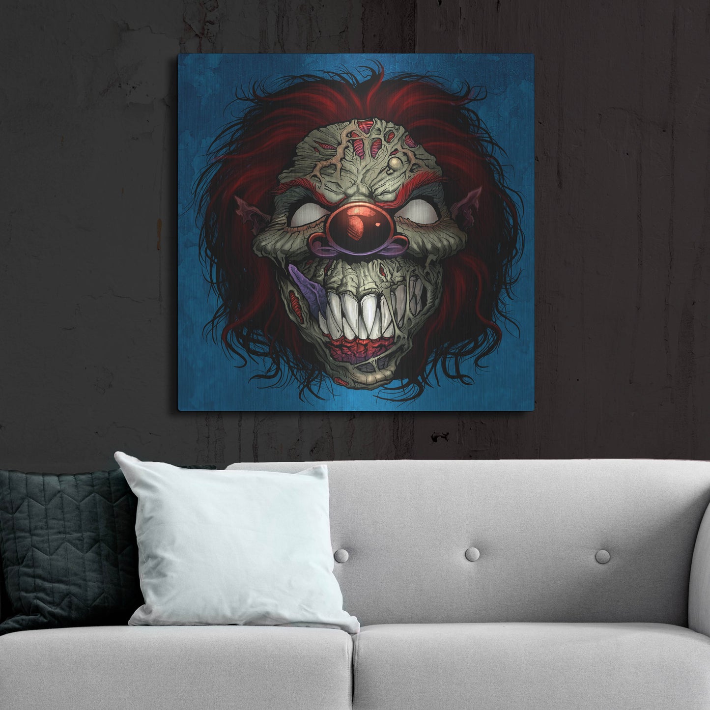Luxe Metal Art 'Evil Clown 1' by Flyland Designs, Metal Wall Art,36x36