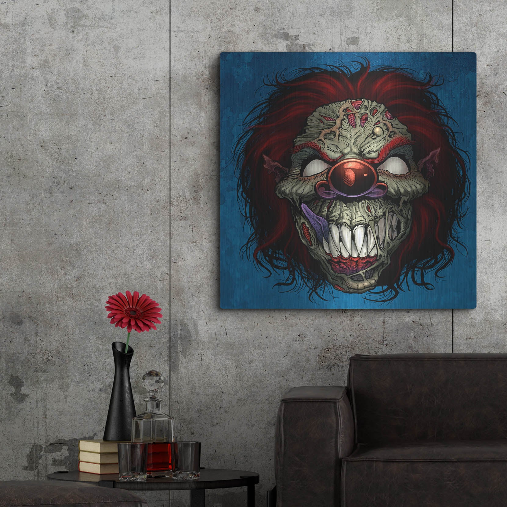 Luxe Metal Art 'Evil Clown 1' by Flyland Designs, Metal Wall Art,36x36