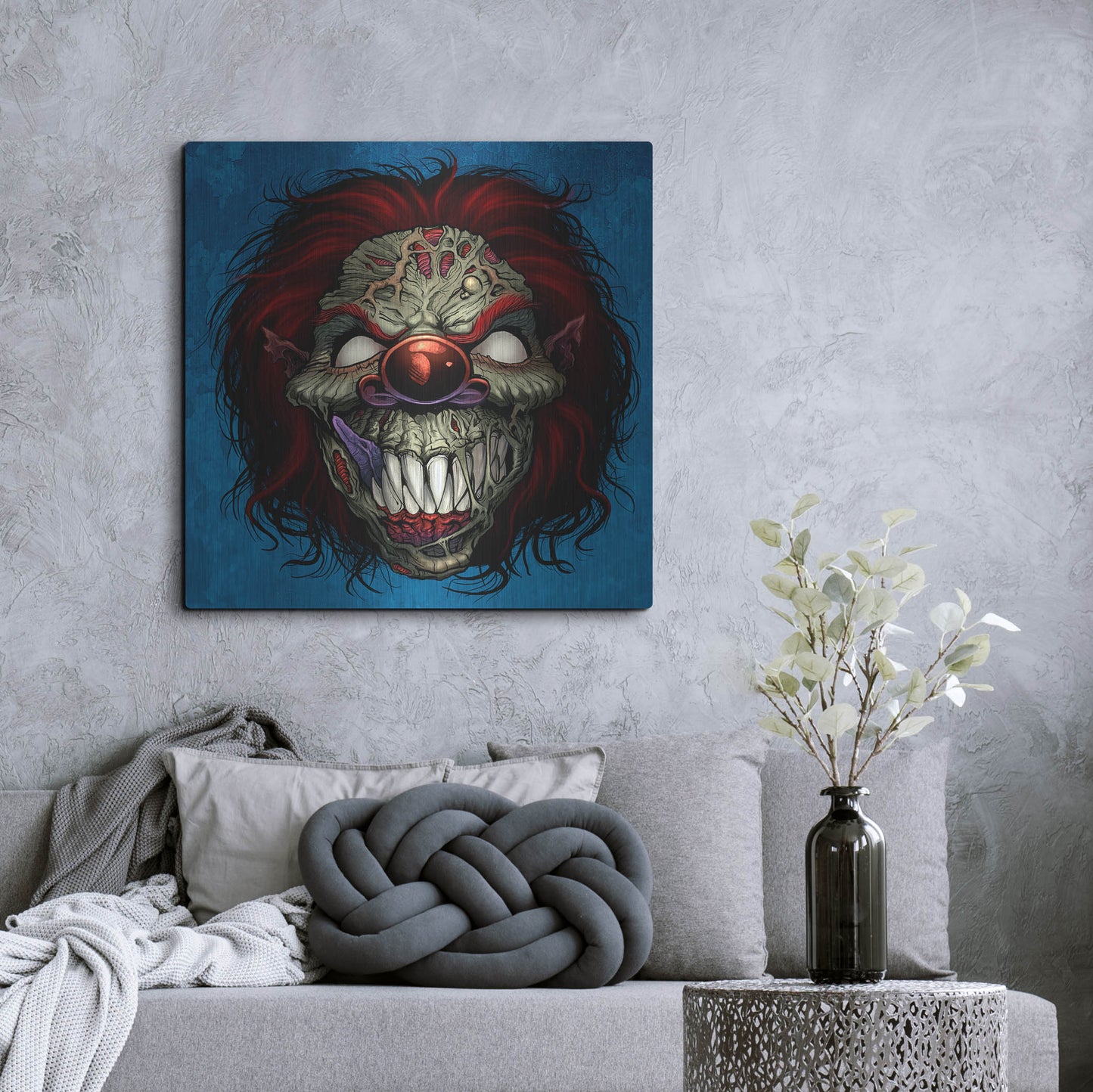 Luxe Metal Art 'Evil Clown 1' by Flyland Designs, Metal Wall Art,36x36