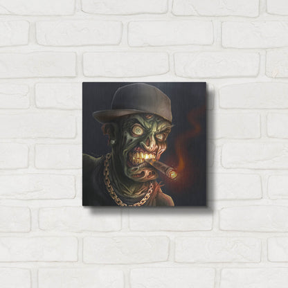 Luxe Metal Art 'Gangster Hip-Hop Zombie' by Flyland Designs, Metal Wall Art,12x12